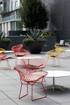 Bertoia Diamond Chair Richard Schultz Petal Coffee Table outdoor community shared spaces