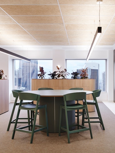 Nerd Bar Stools around a circular table.