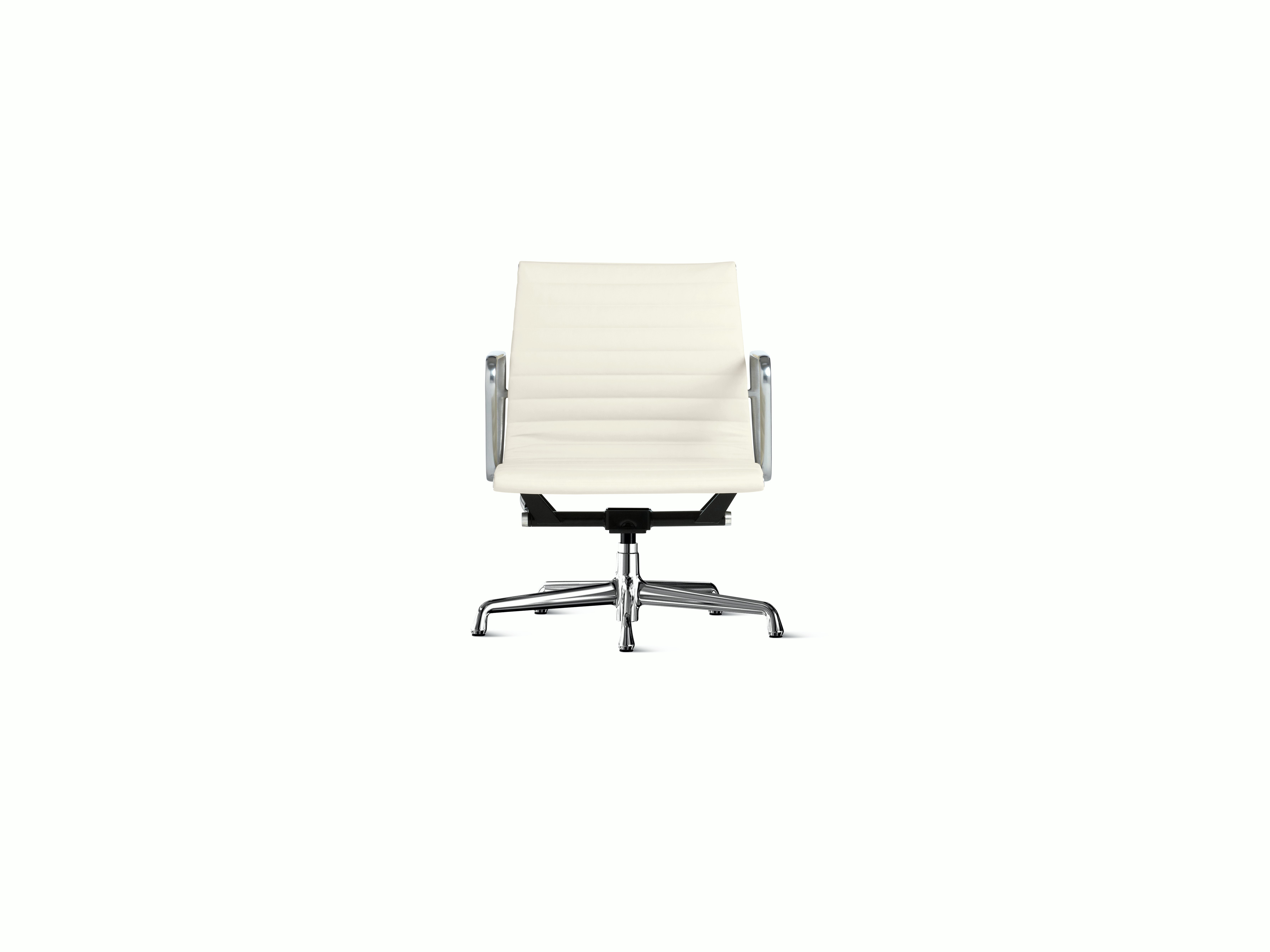 Eames Aluminum Group Chair - Mgmt, Vicenza, White, Pol Alum, Mnl, Std, Gld