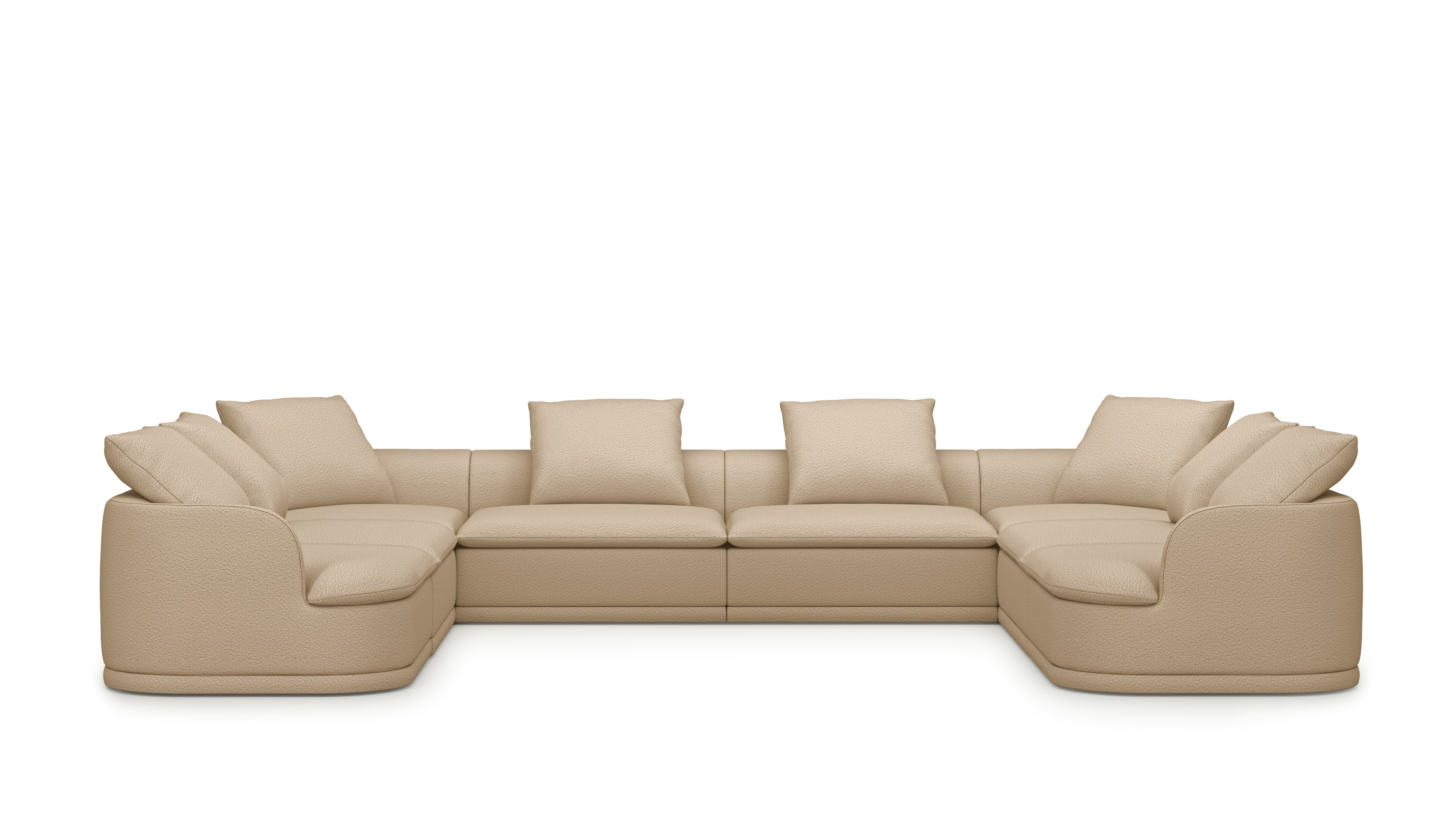 An Atlason Composed Modular Sofa U Shape Sectional in Turf: Sand viewed from the front.