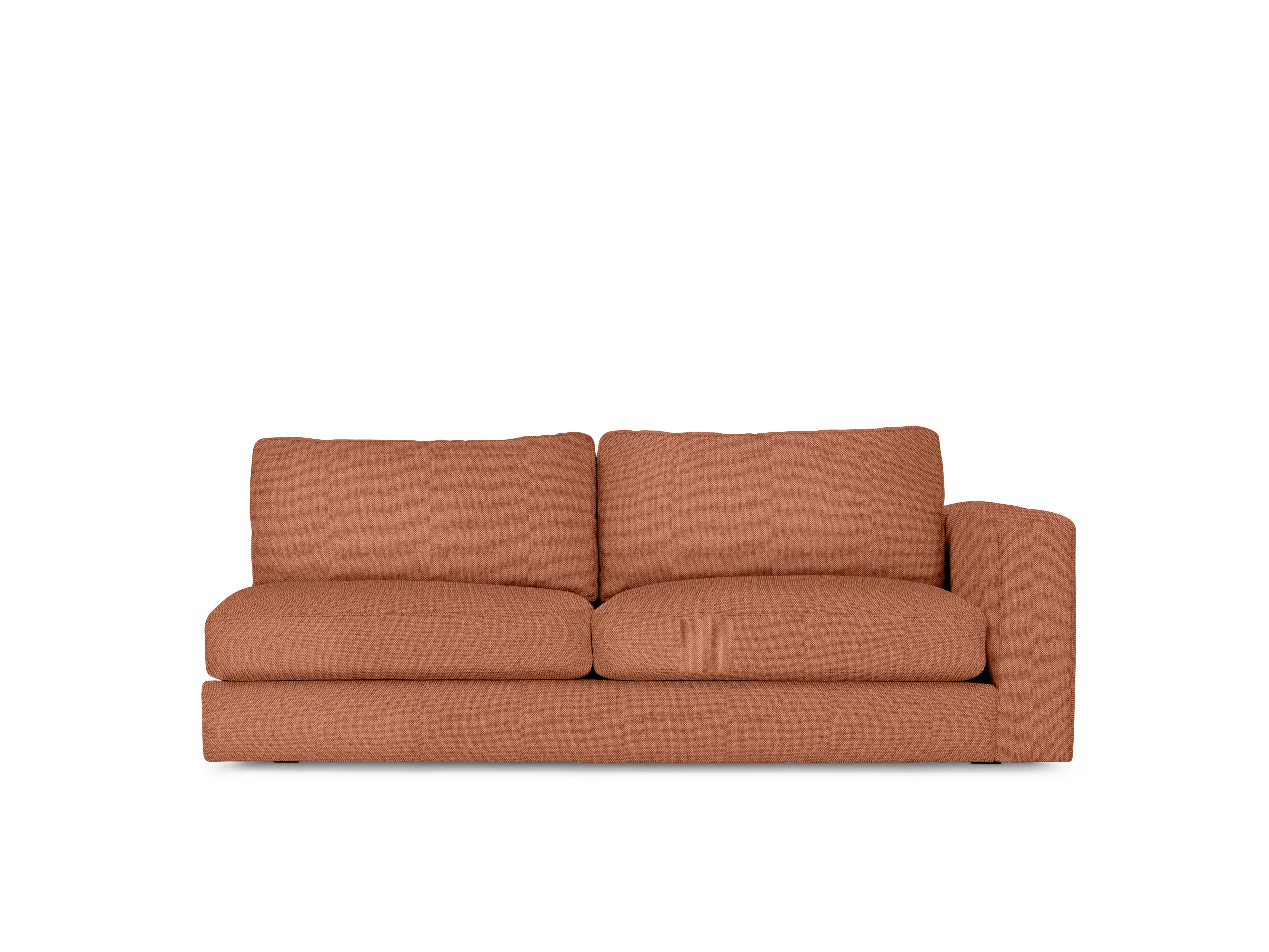 A Reid Modular Sofa in caramelized viewed from the front.