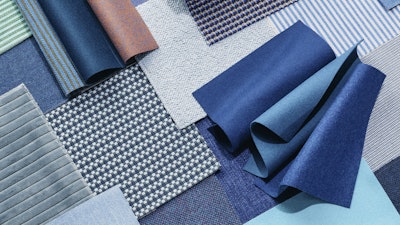 A close-up of fabric swatches in various colours.