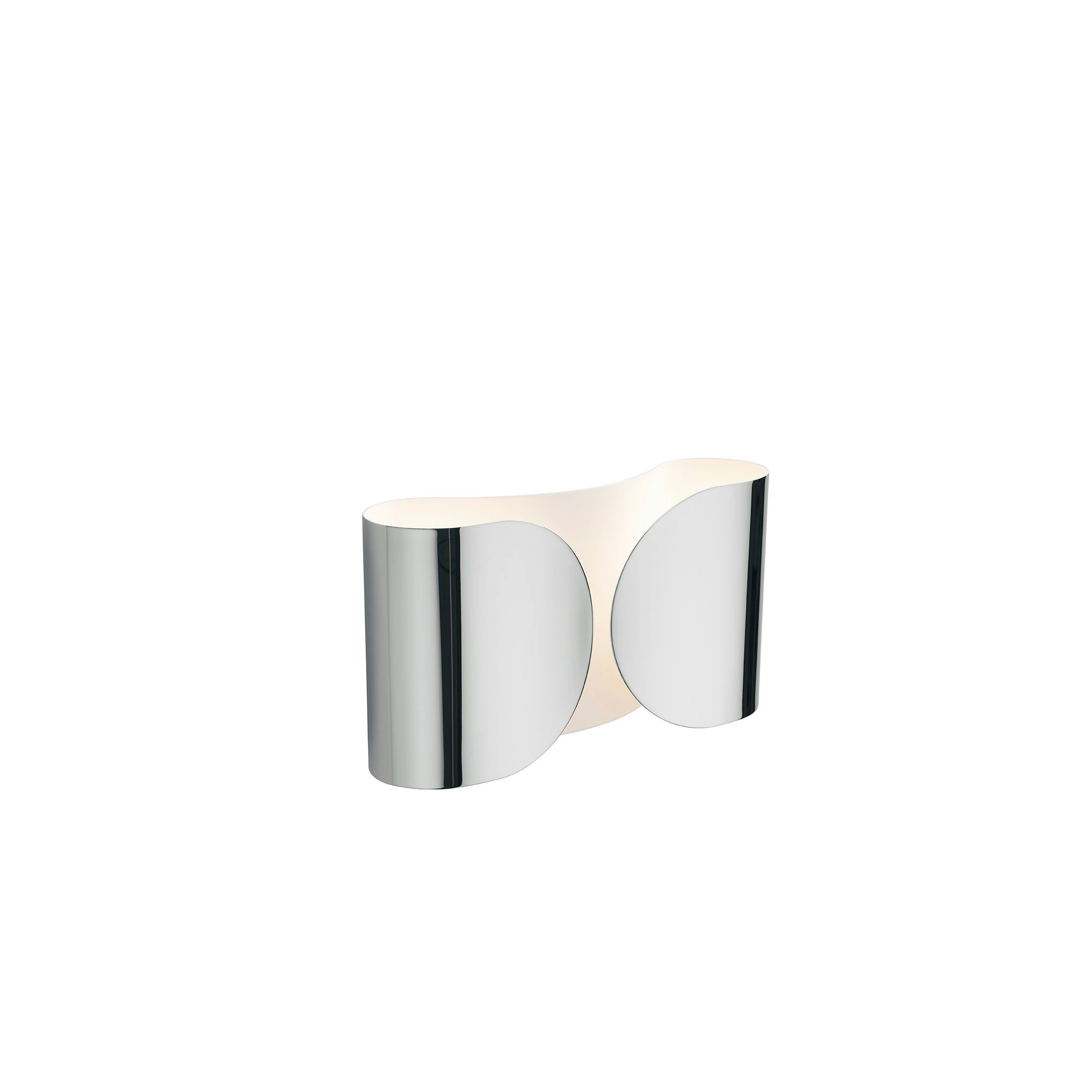 A Foglio Wall Sconce in chrome viewed from the front