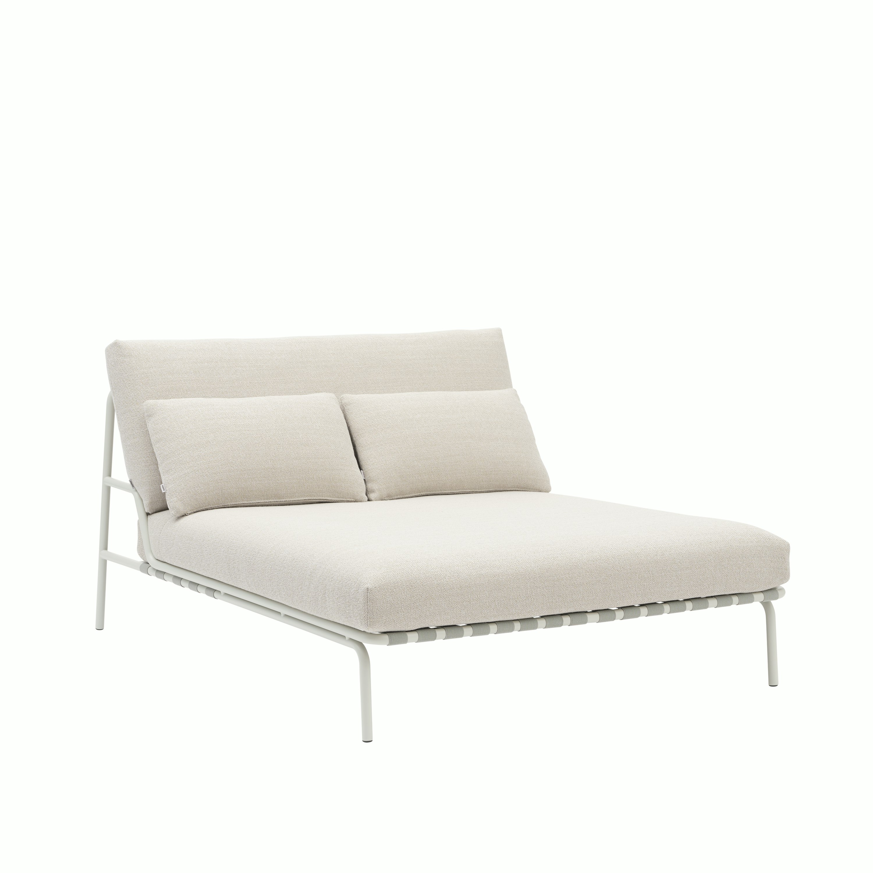 A Settle Lounge Bed in Laze 1, Grey viewed from an angle.
