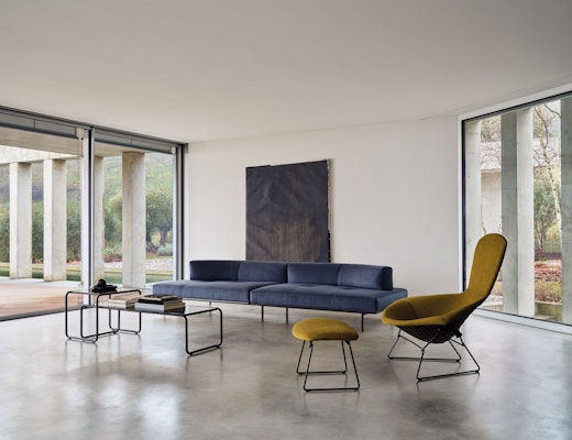 Matic Sofa with Bertoia Bird Chair and Laccio Coffee and Side Table Matic Sofa Laccio Side Coffee Table Bertoia Bird Chair