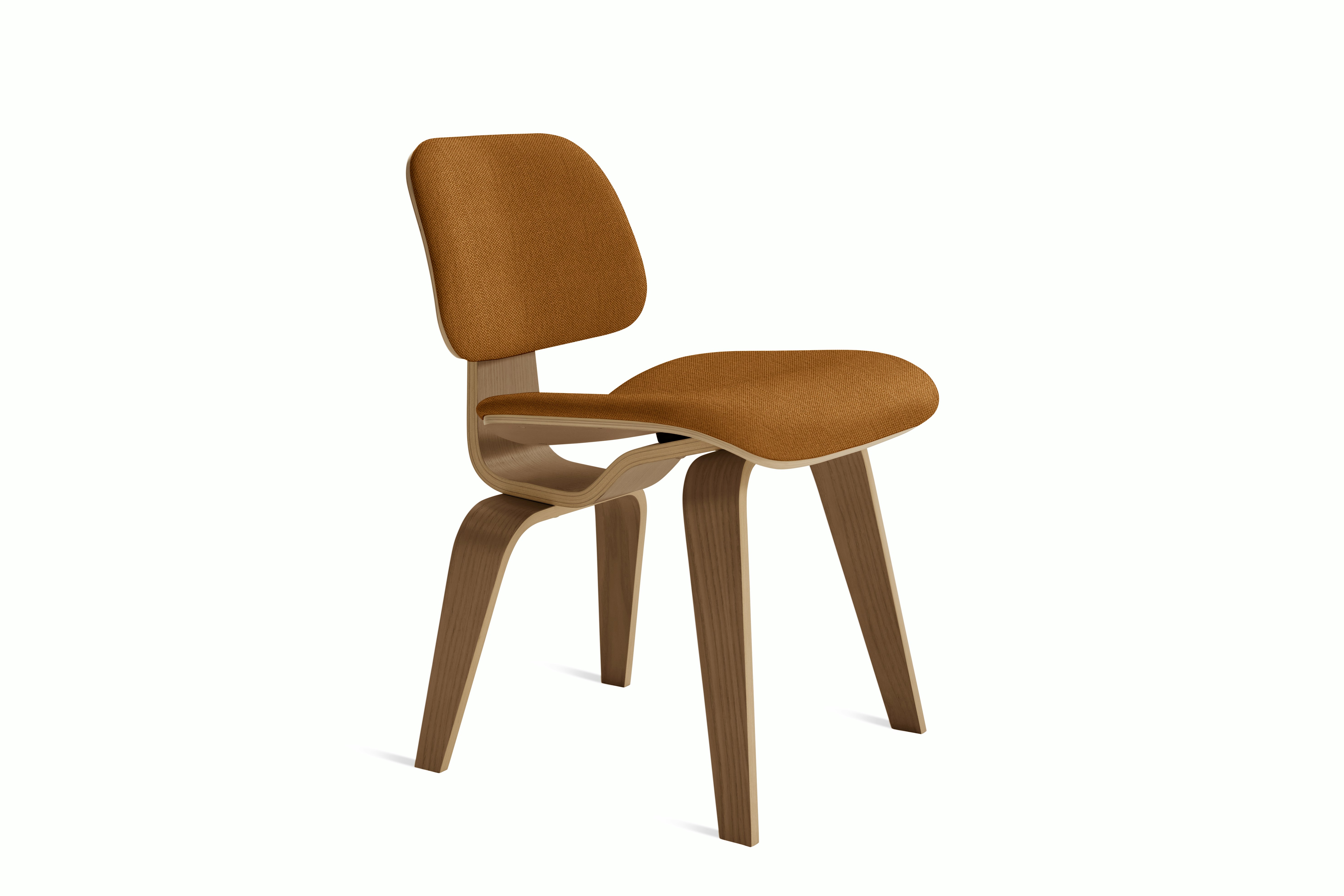 Eames Molded Plywood Dining Chair Wood Base (DCW) - Upholstered,  Walnut,  Mode,  Nutmeg