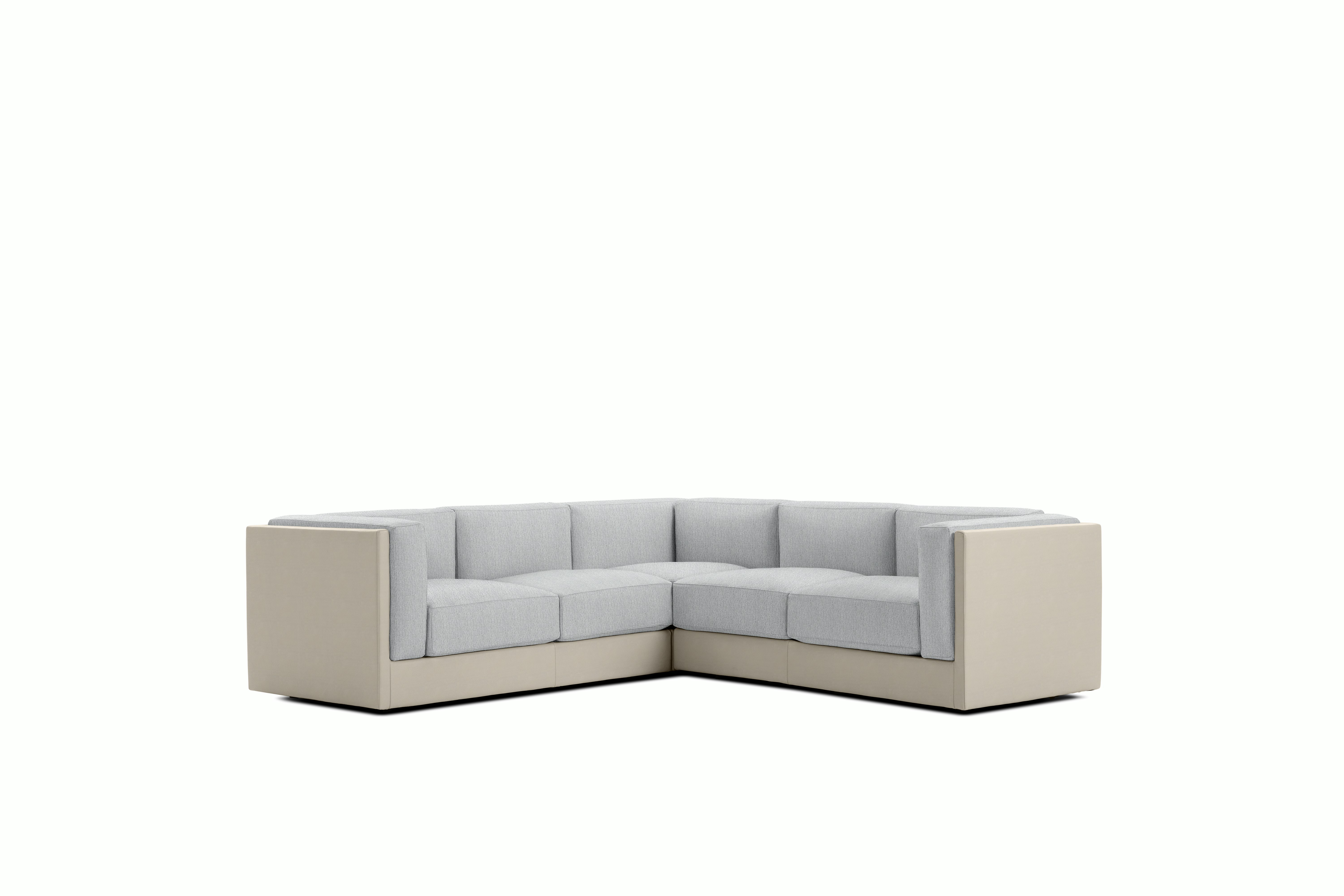 Symme Corner Sectional - Leather Frame,  Prone Leather,  Timbre,  Pebble Weave,  Fog