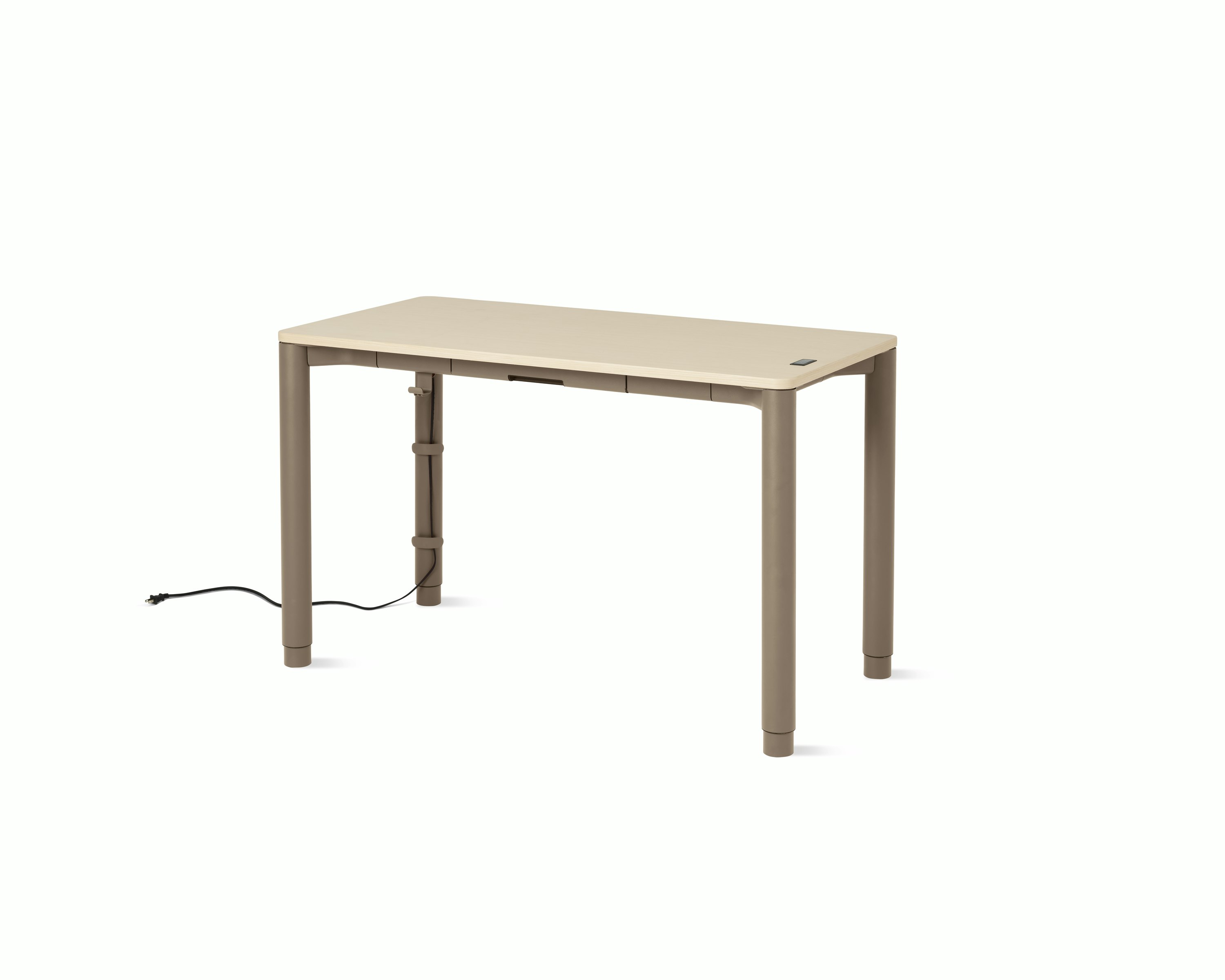 Spout S2S Table - 24" x 48"",  Veneer Clear on Ash,  Cocoa,  With Cable Tray,  With Storage Drawer,  Standard Height"