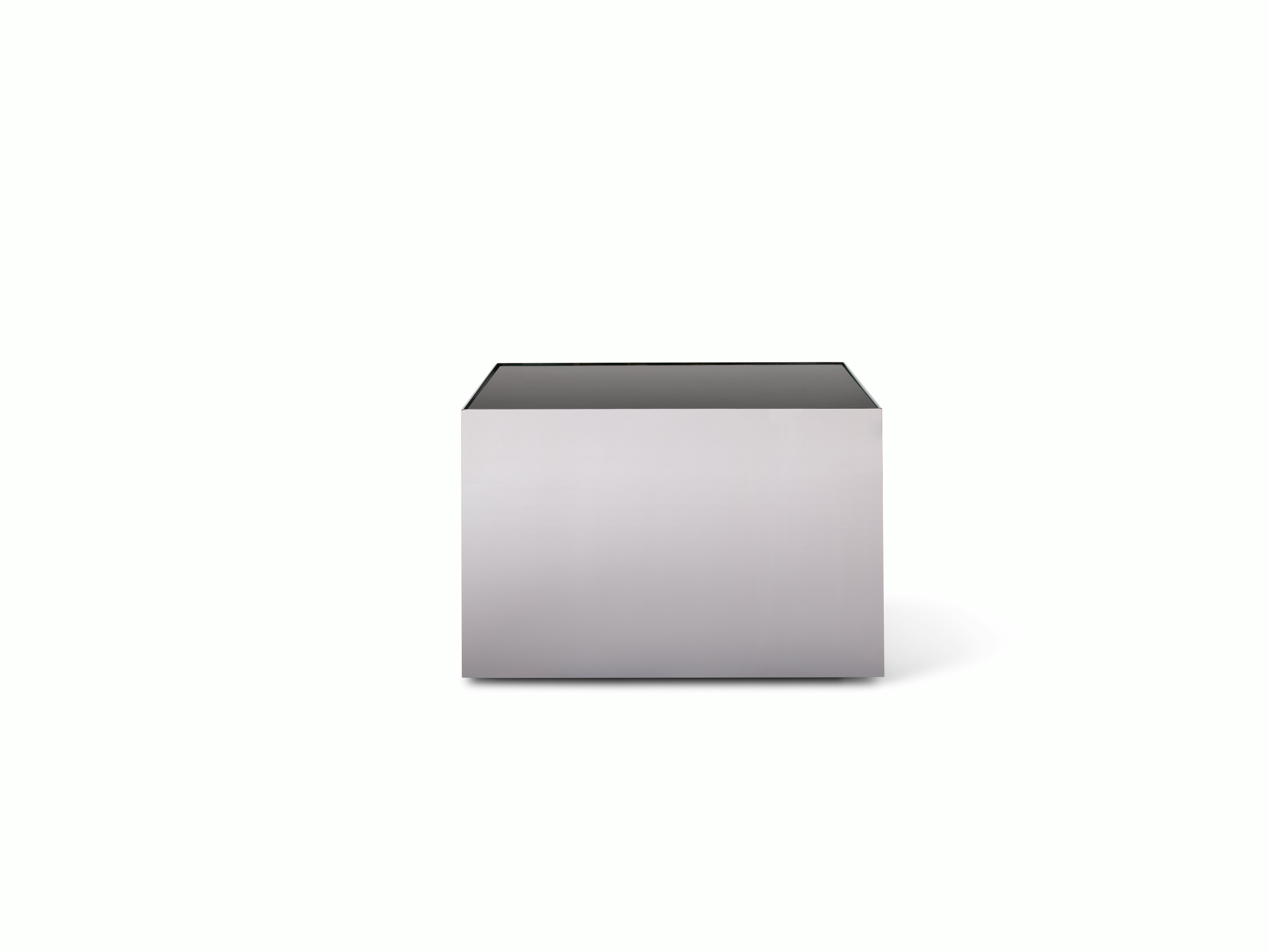 D Urso Occasional Tables - small,  stainless steel,  black painted glass