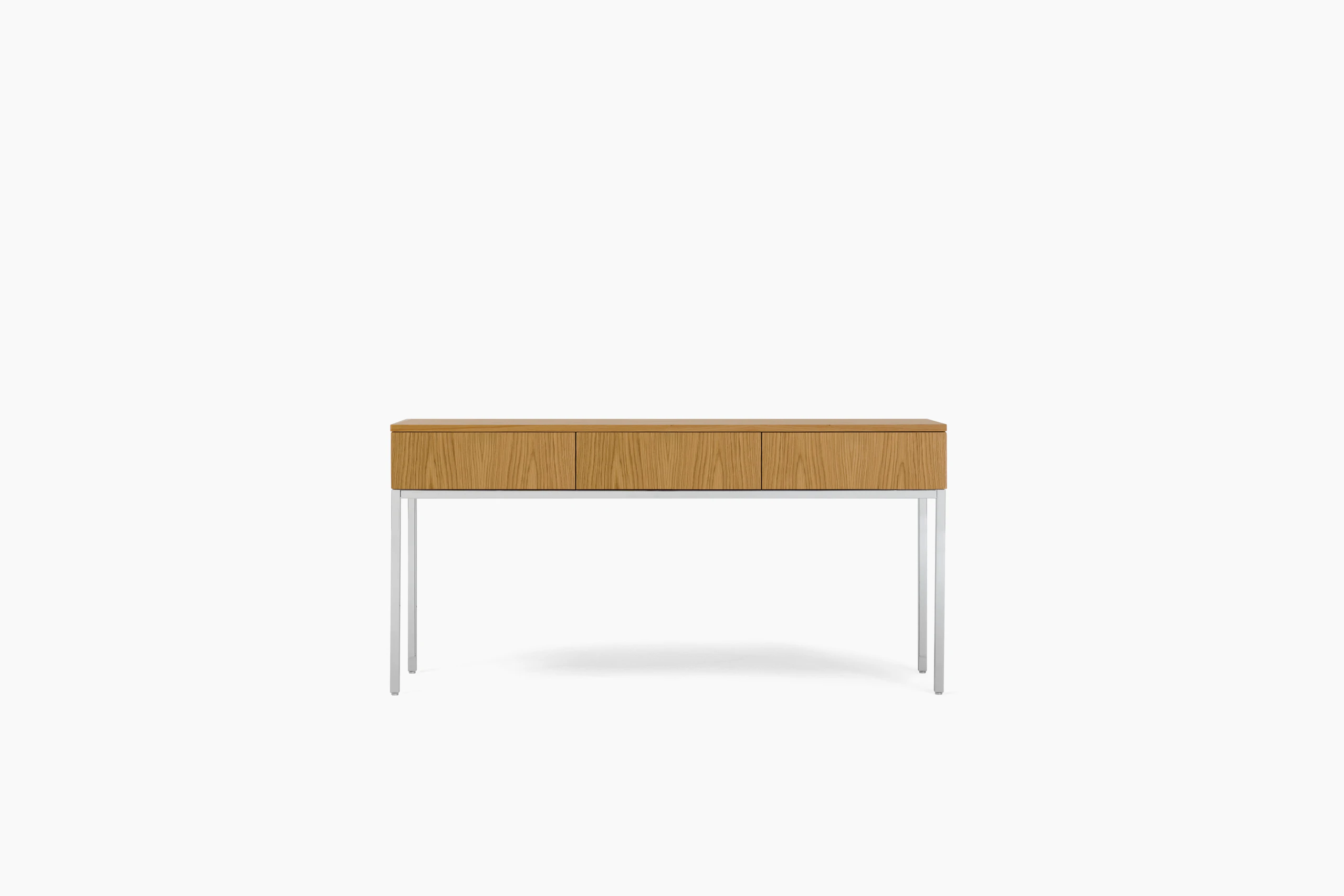 A Knoll Chermayeff Console Table in Oak viewed from the front.