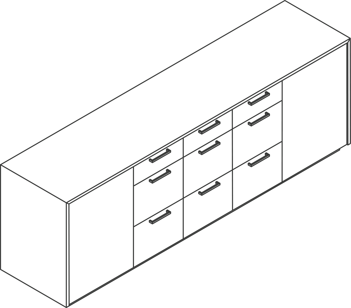 A line drawing - JD Credenza | 5 Wide