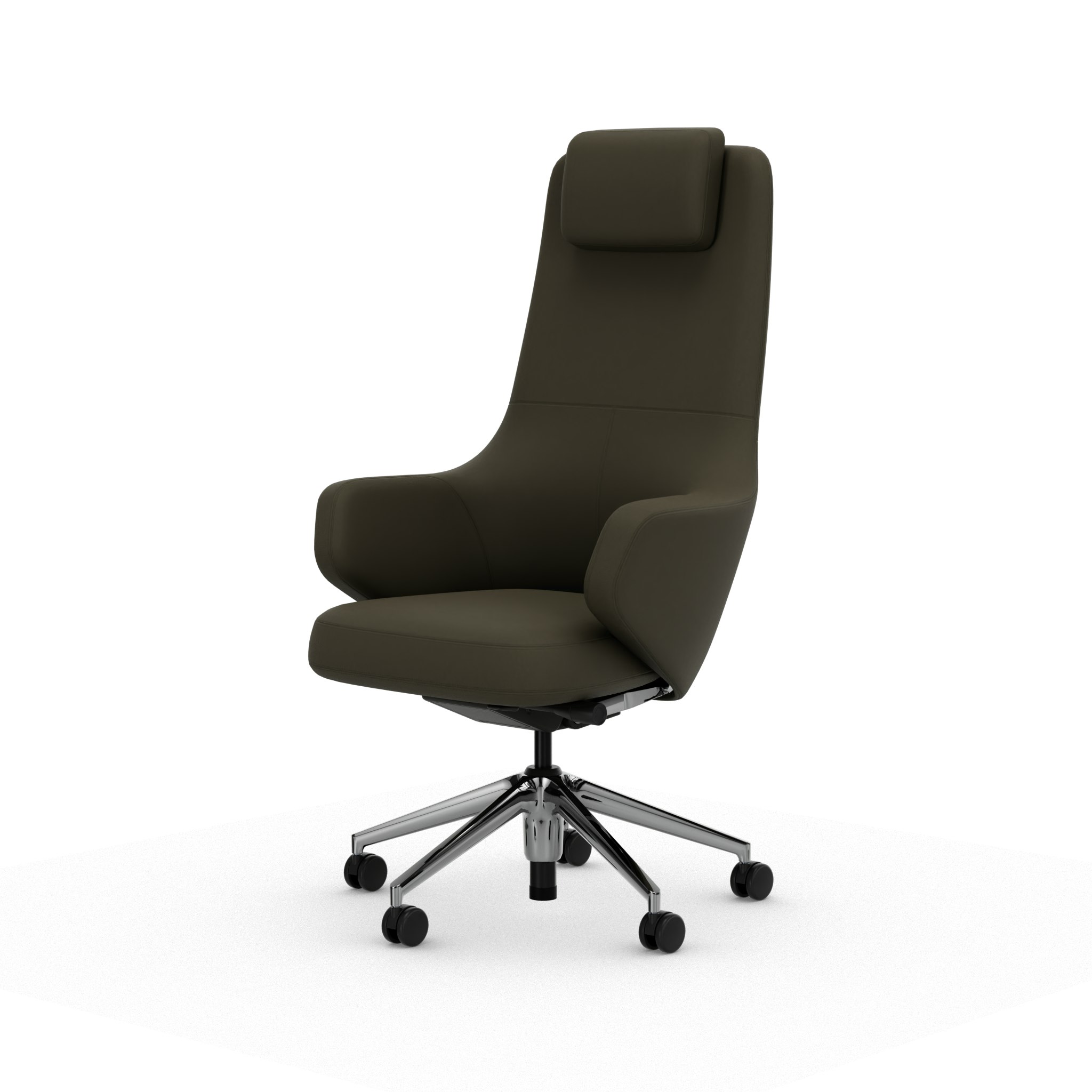 Grand Executive Task Chair - High Back, Leather Premium F, Khaki
