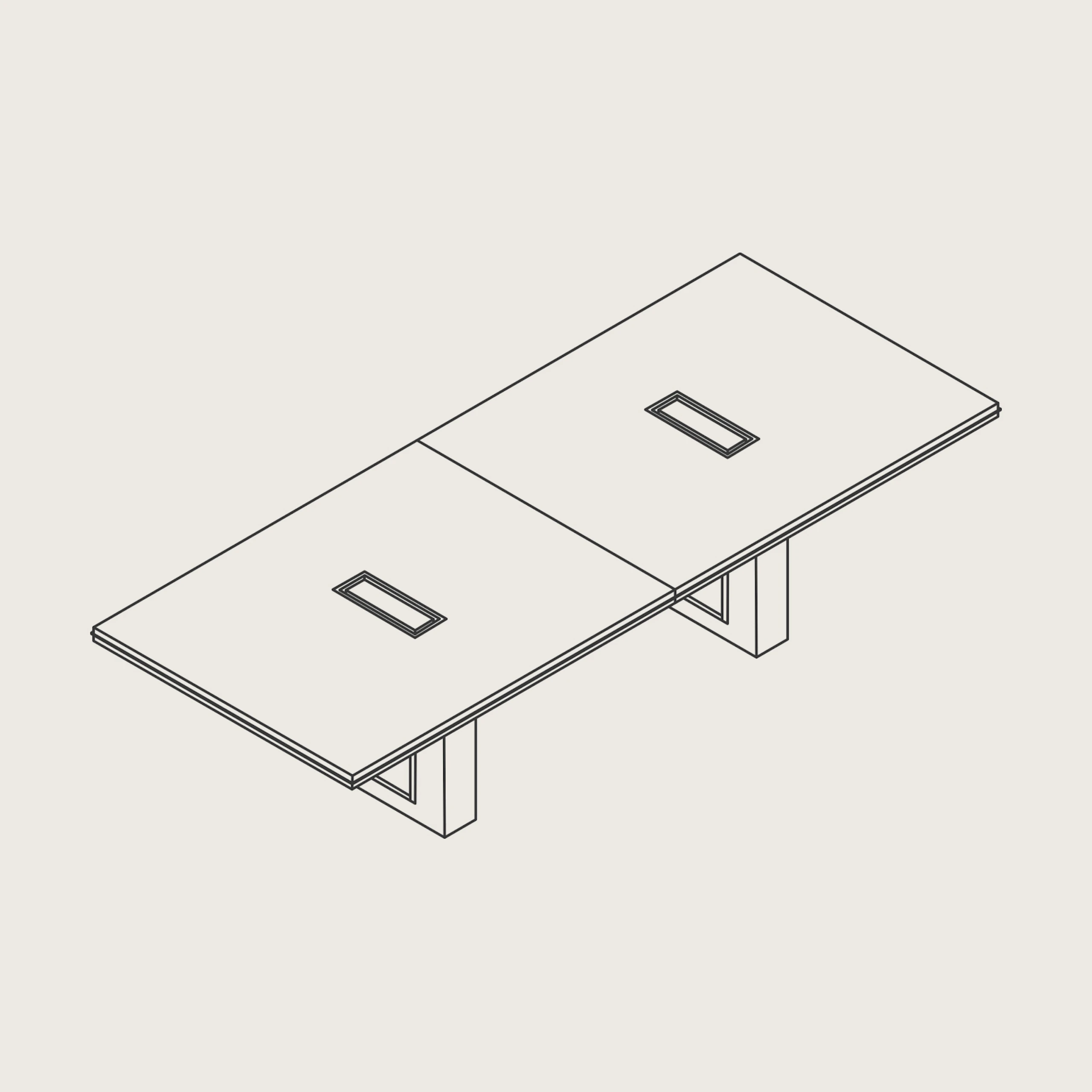 Wireframe drawing of the Highline Fifty Conference Table, Rectangular