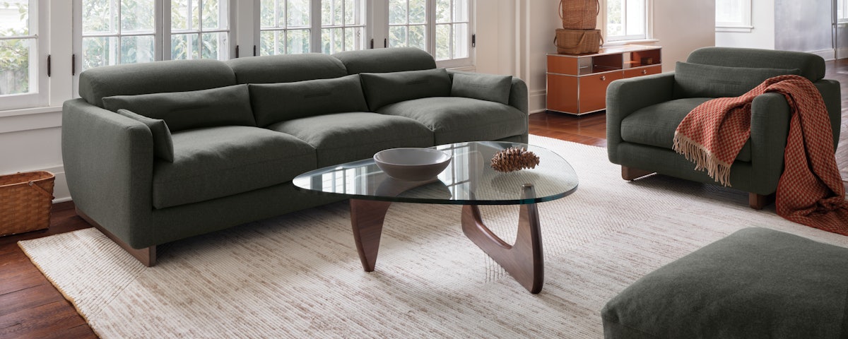 Contra Lounge Chair, Contra Sofa, and Contra Ottoman in a living room setting