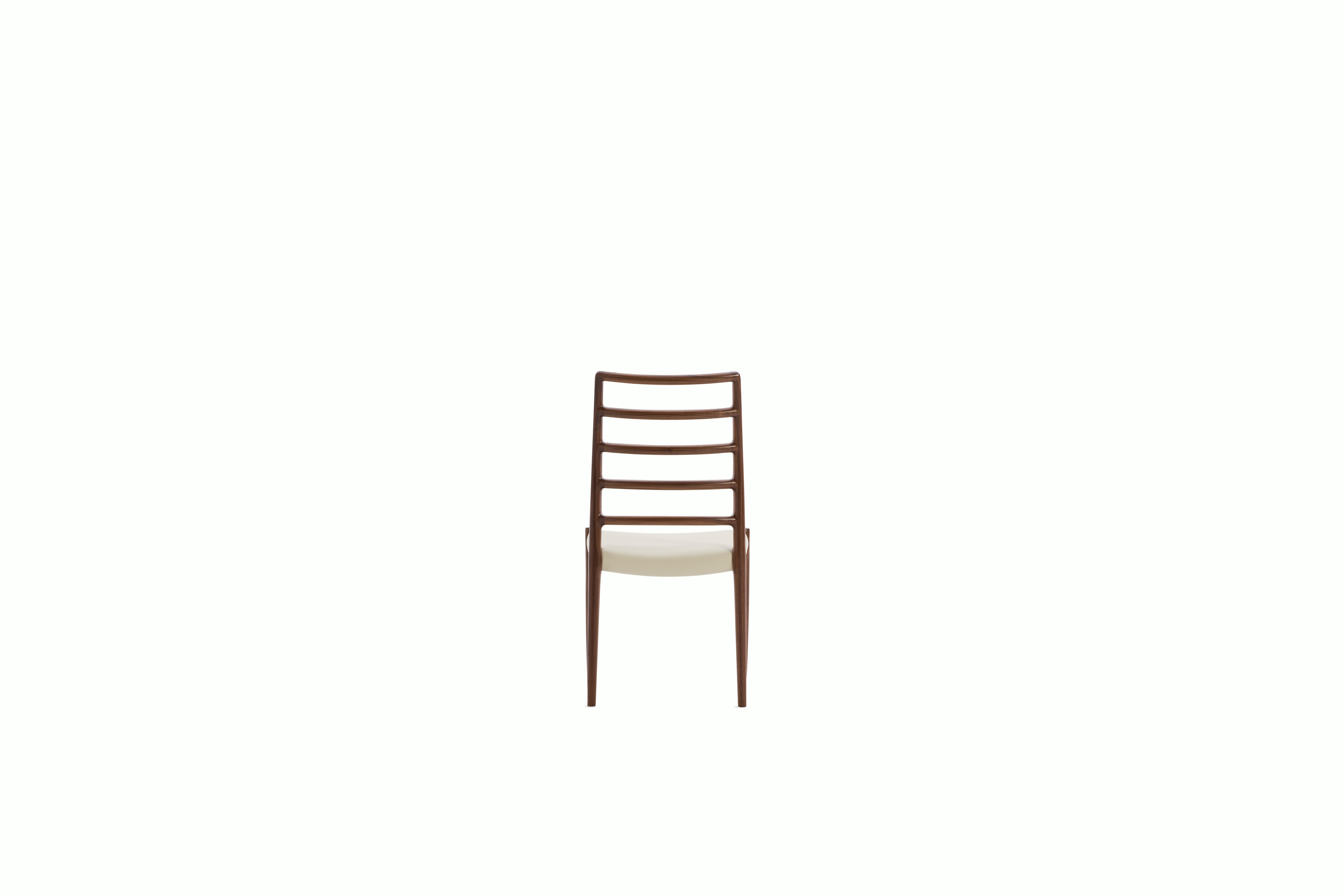 Moller 82 Side Chair - walnut,  ivory leather