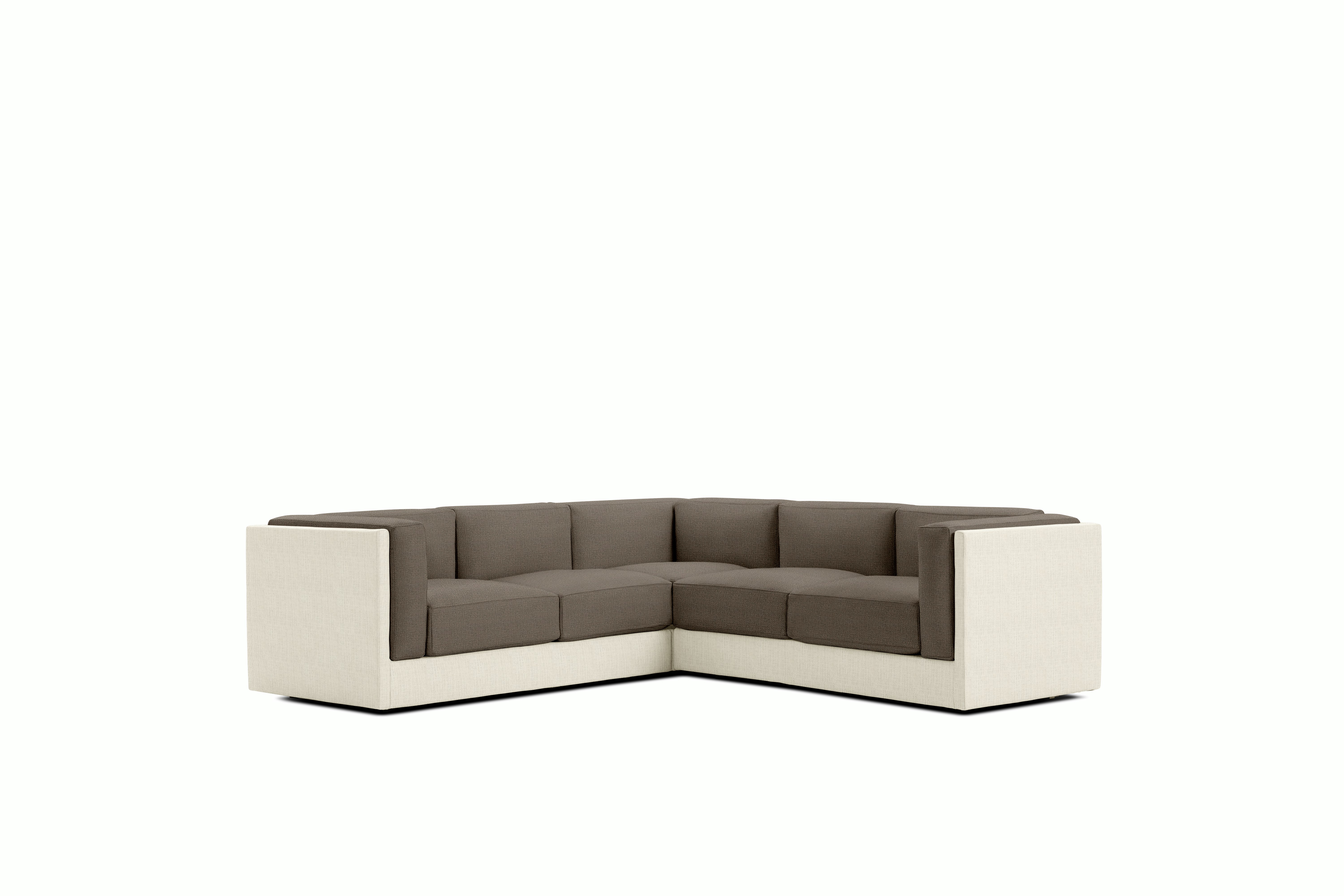 Symme Corner Sectional - Fabric Frame,  Pebble Weave,  Ecru,  Pebble Weave,  Bark
