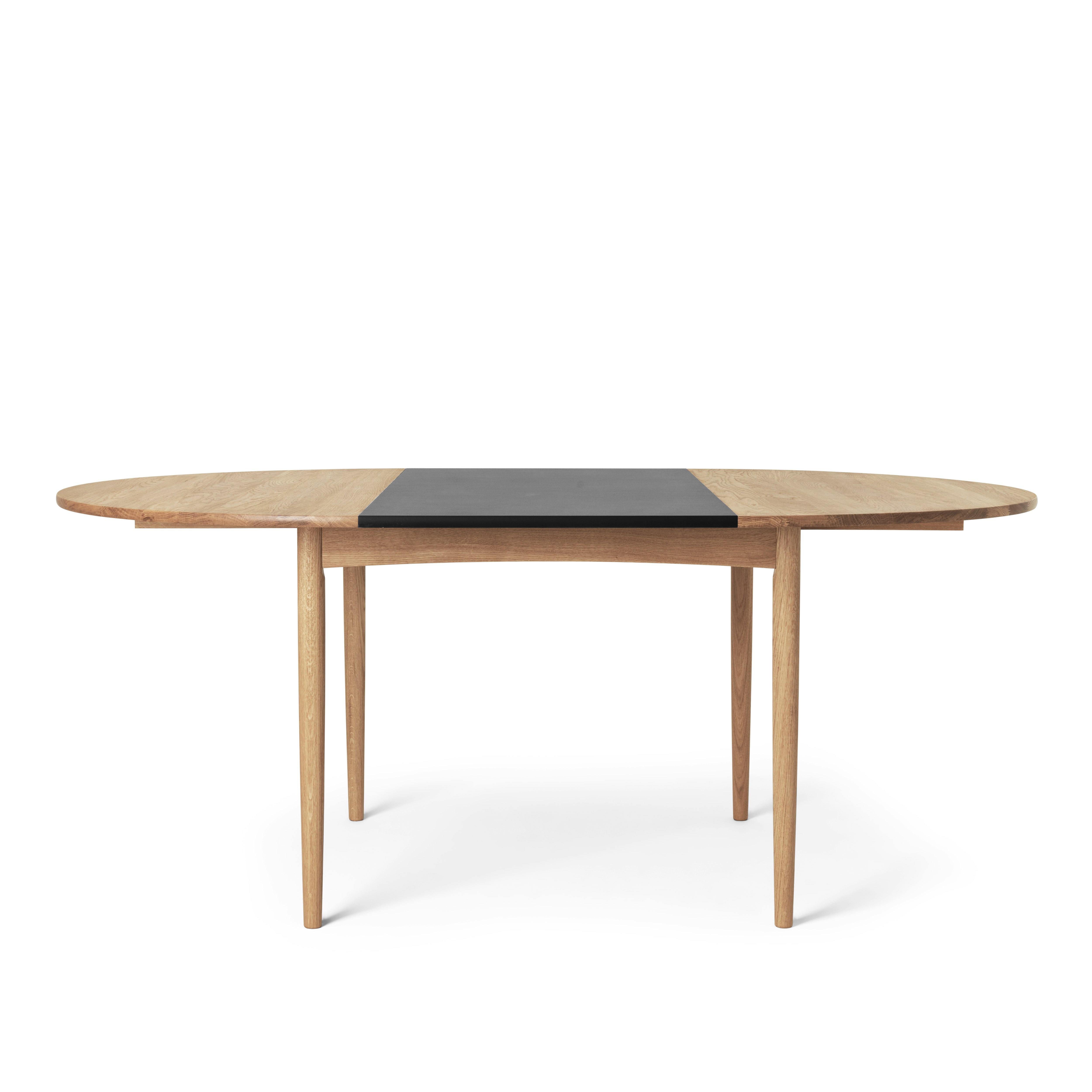BM0121 Dining Table With Extension Leaf - Oiled Oak, Black MDF Leaf