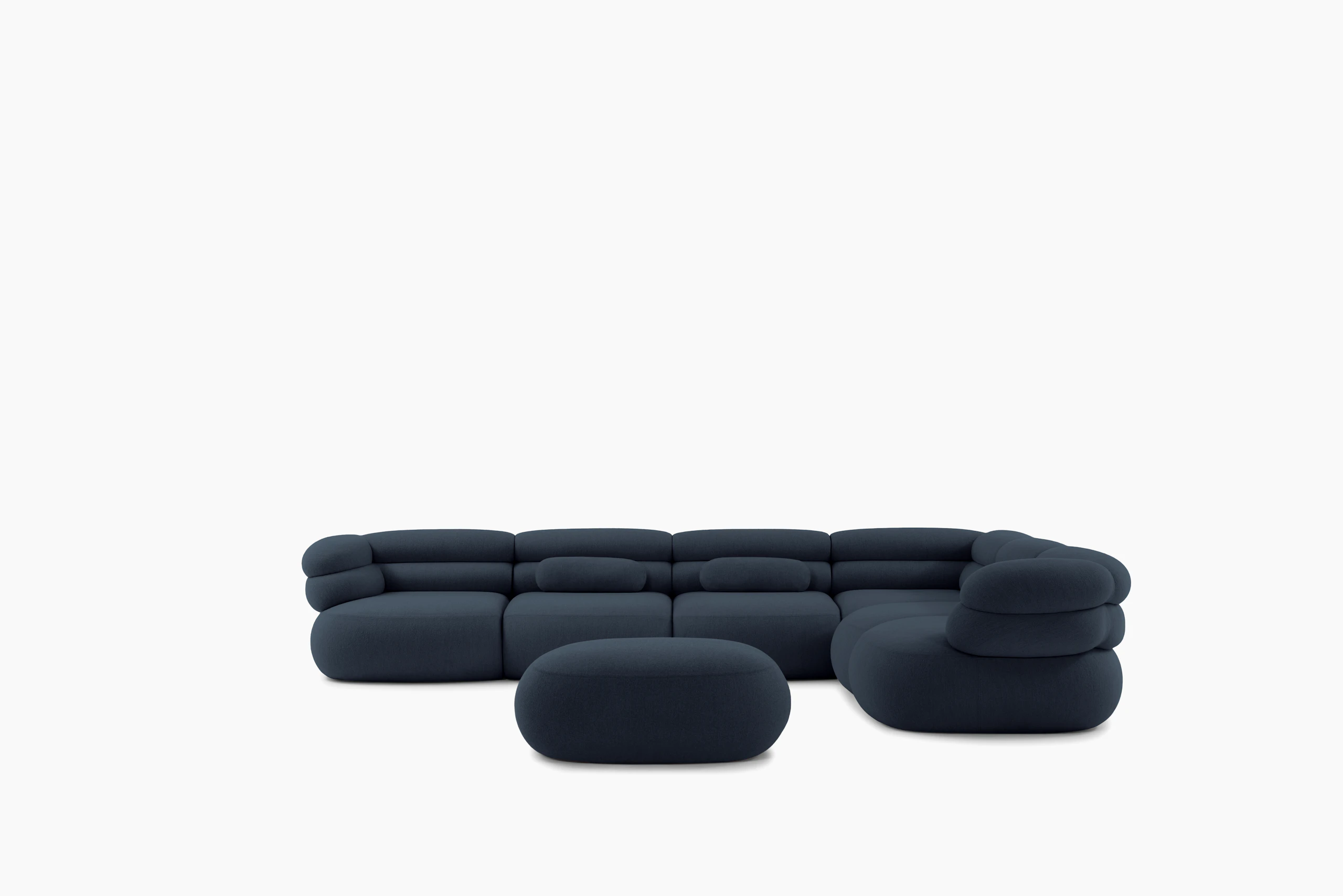 A detailed look at a Biboni Corner Sectional in Stellium Midnight Navy.