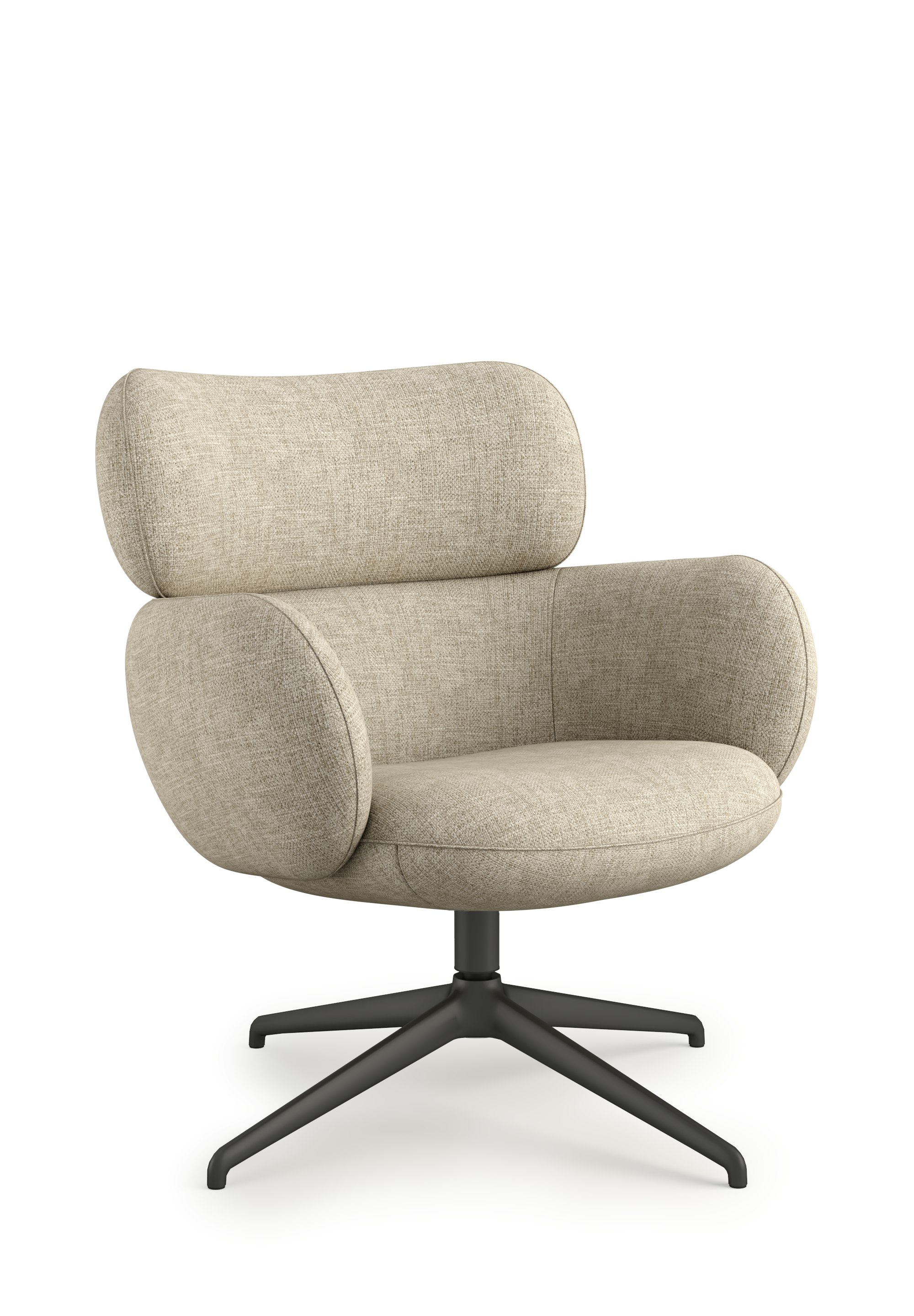 Blis Swivel Chair  - Black, Crypton Robusta, Linen