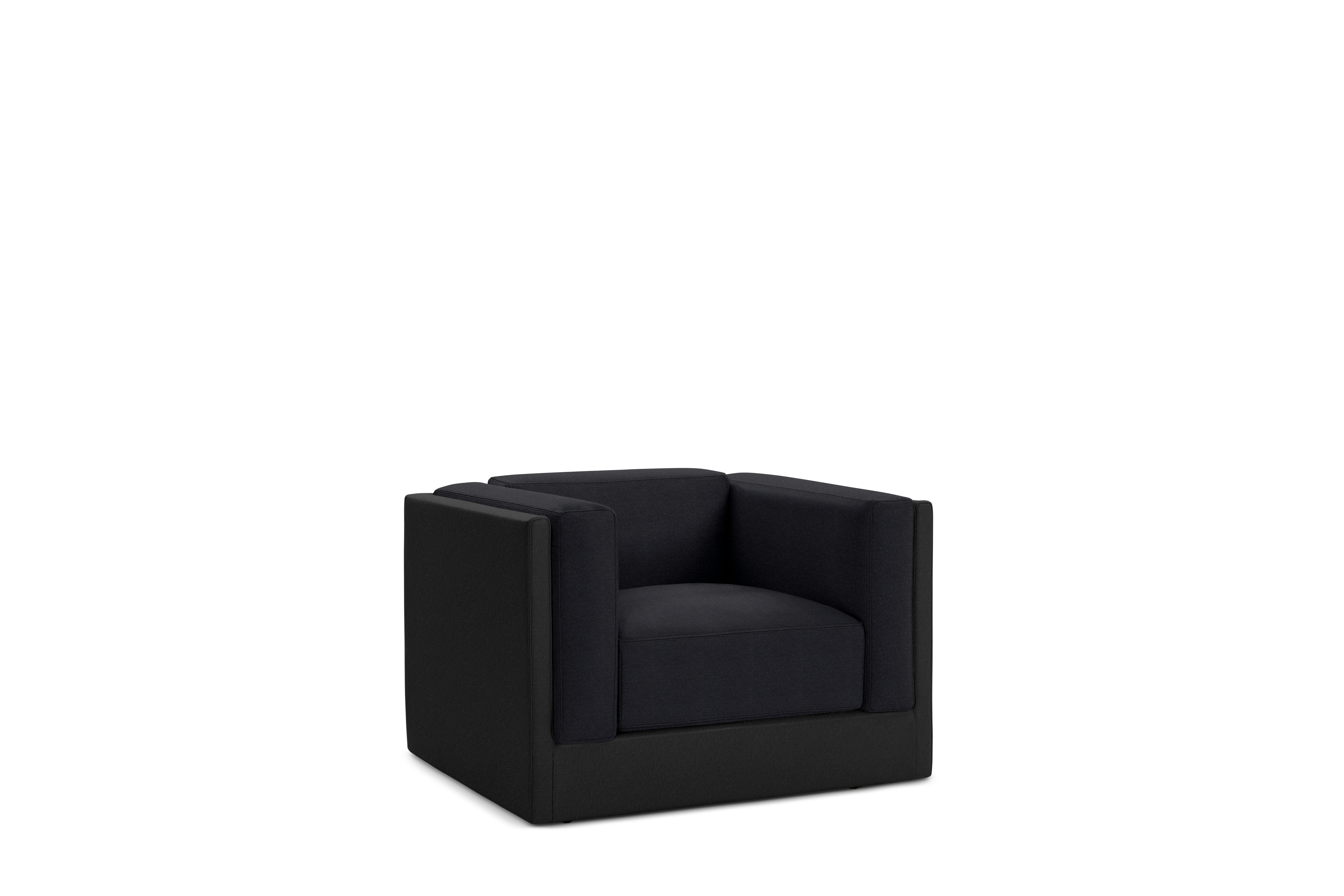 Symme Armchair - Leather Frame,  Prone Leather,  Obsidian,  Pecora,  Dark Navy