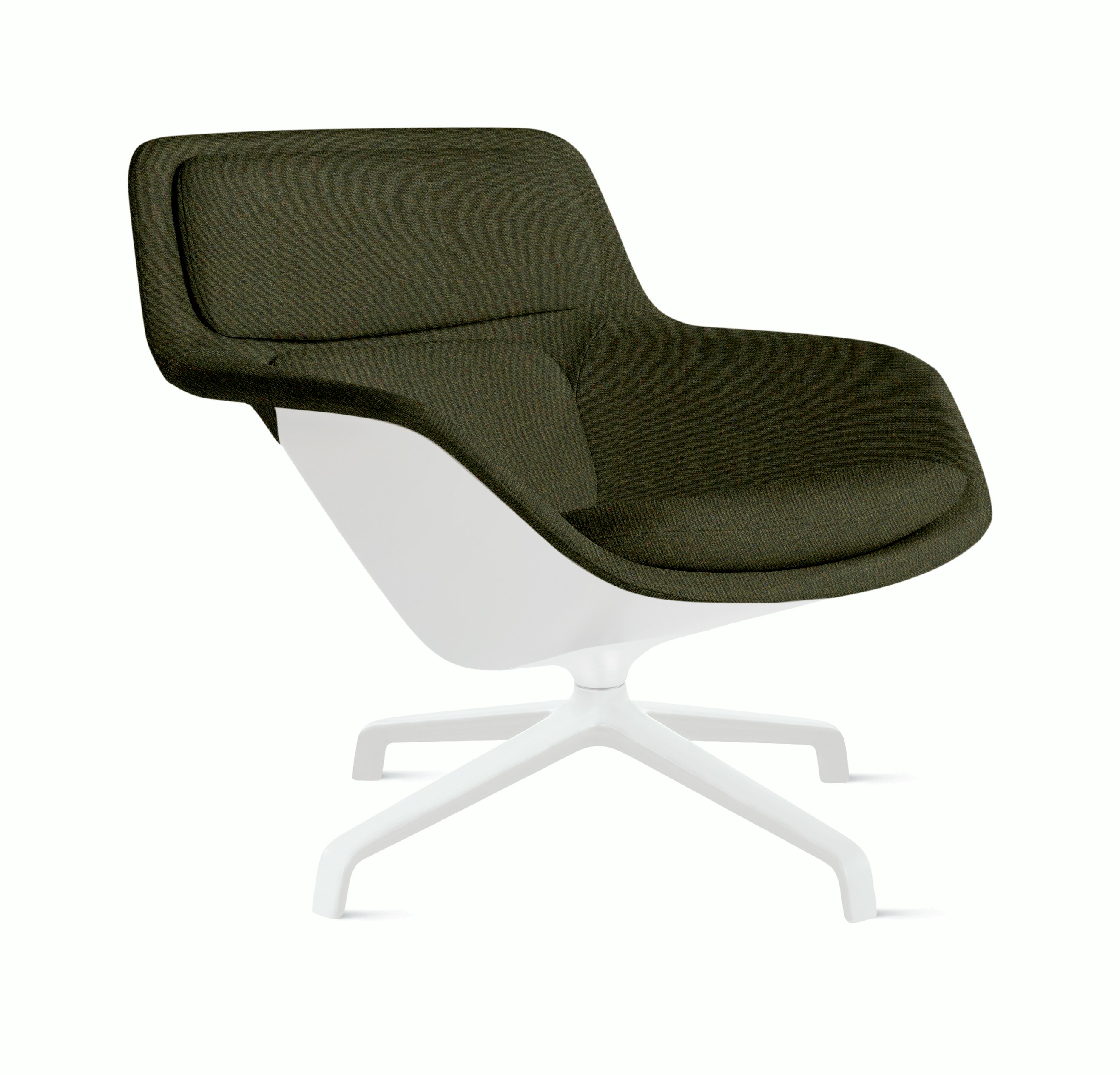 Striad Lounge Chair - Low Back,  Rowan,  Arboretum,  White,  4-Star Swivel,  White