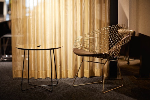 neocon showroom 2017 immersive planning bertoia diamond chair gold rockwell unscripted occasional table