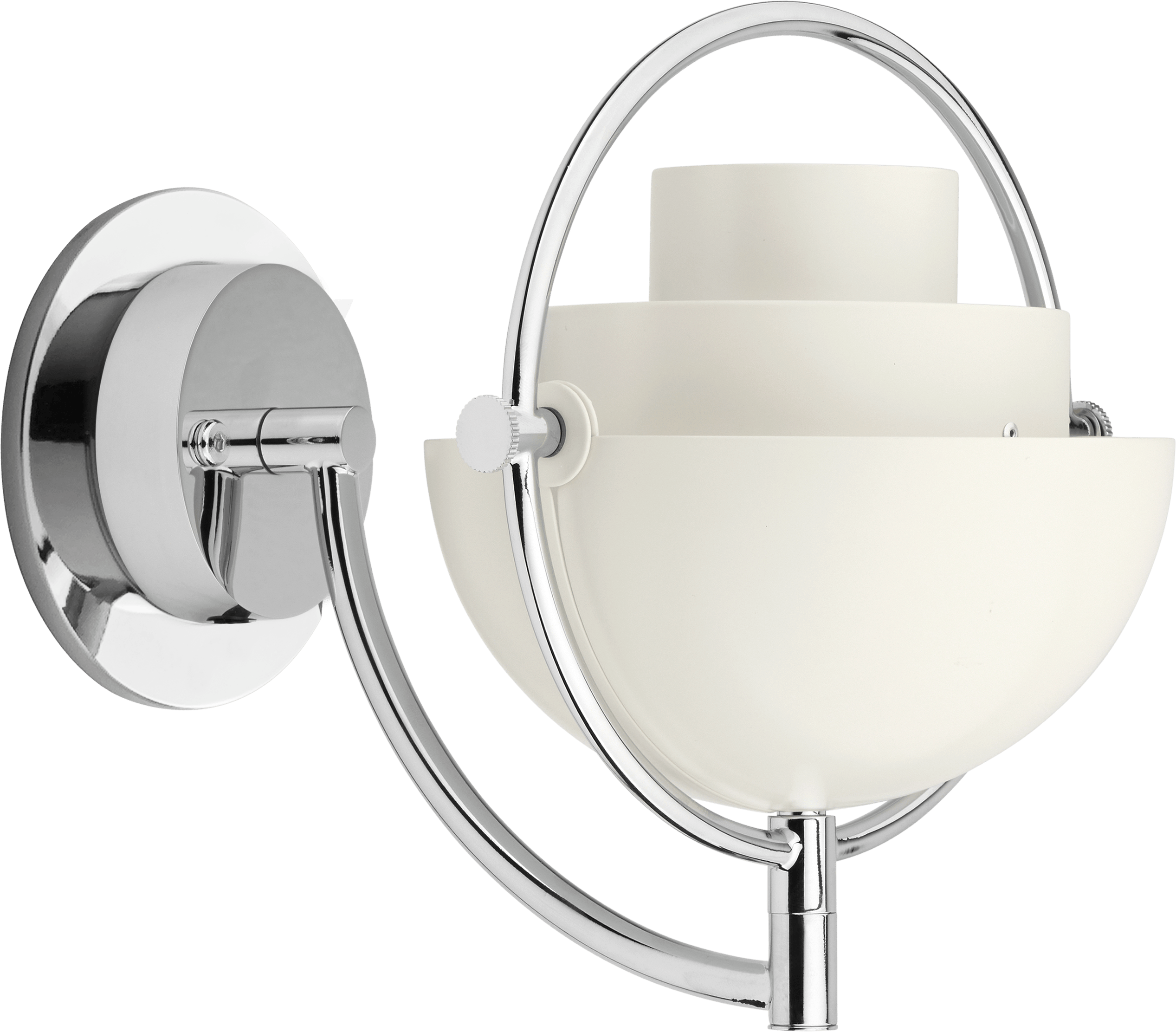 A Multi-Lite Wall Lamp in Chrome, White Semi Matte viewed from the side.