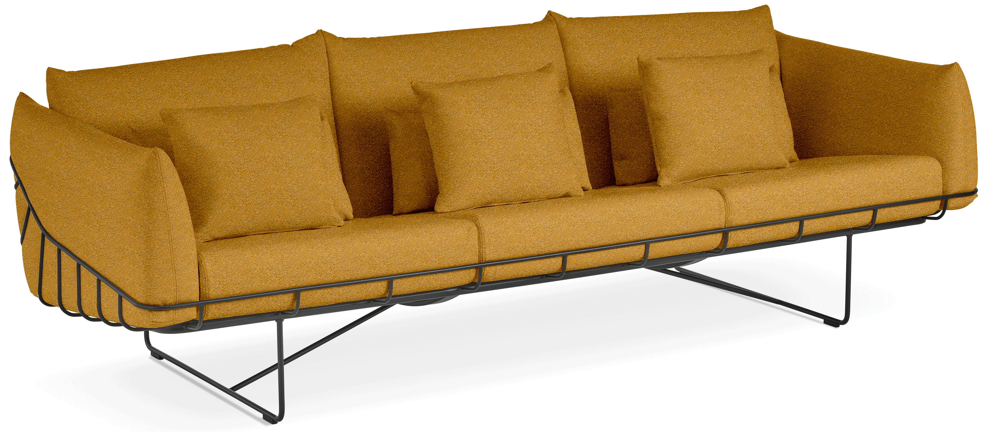 Wireframe Sofa -  3-Seat,  Whim,  Mustard Seed,  Black