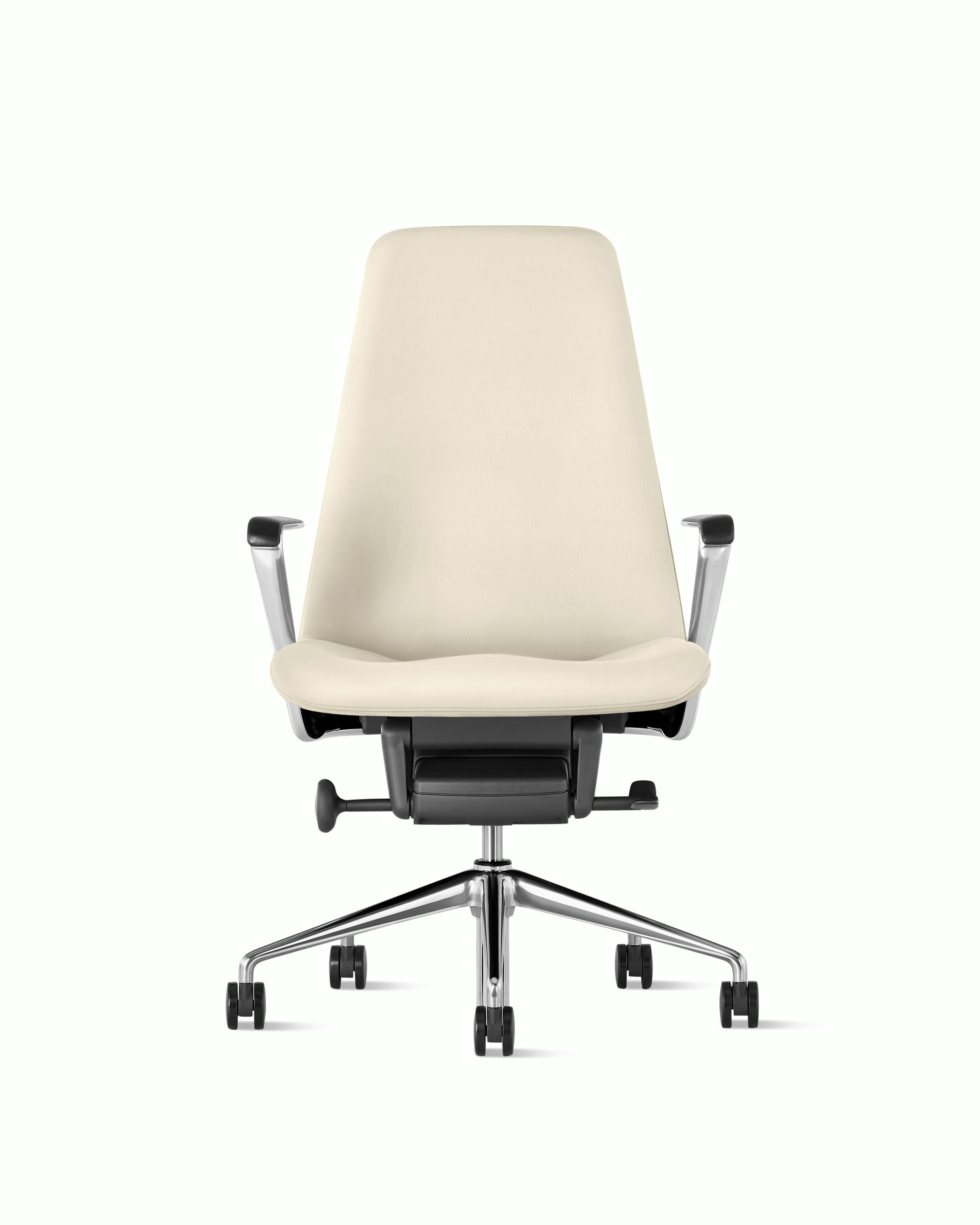 Taper Chair - Prone Leather,  Lotus,  Polished Aluminum,  Hard Floor or Carpet Caster