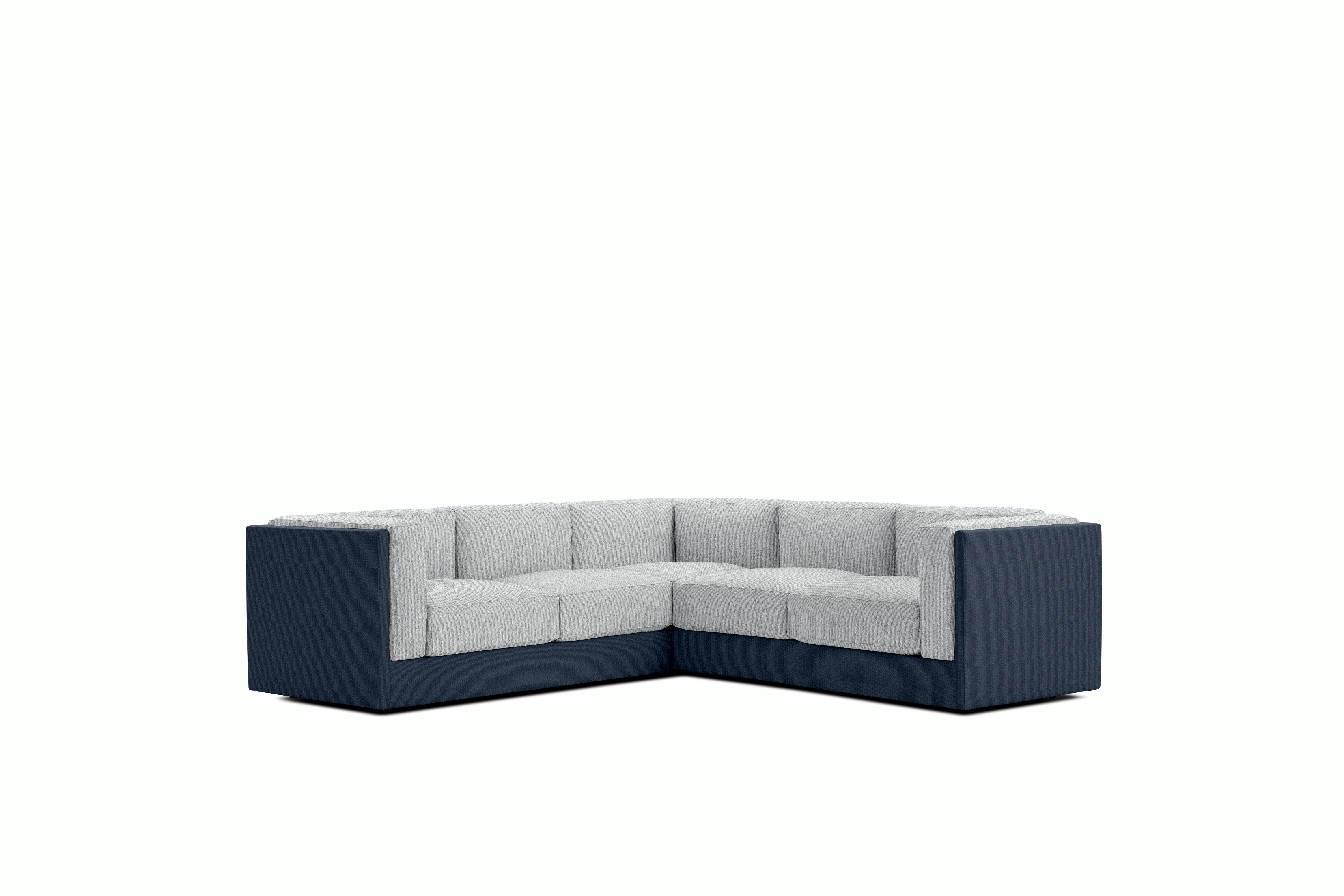 Symme Corner Sectional - Fabric Frame,  Pebble Weave,  Lapis,  Pebble Weave,  Fog
