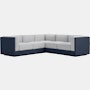 Symme Corner Sectional - Fabric Frame,  Pebble Weave,  Lapis,  Pebble Weave,  Fog
