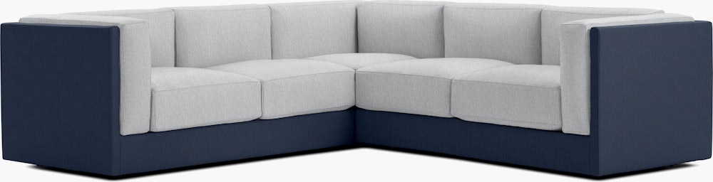 Symme Corner Sectional - Fabric Frame,  Pebble Weave,  Lapis,  Pebble Weave,  Fog