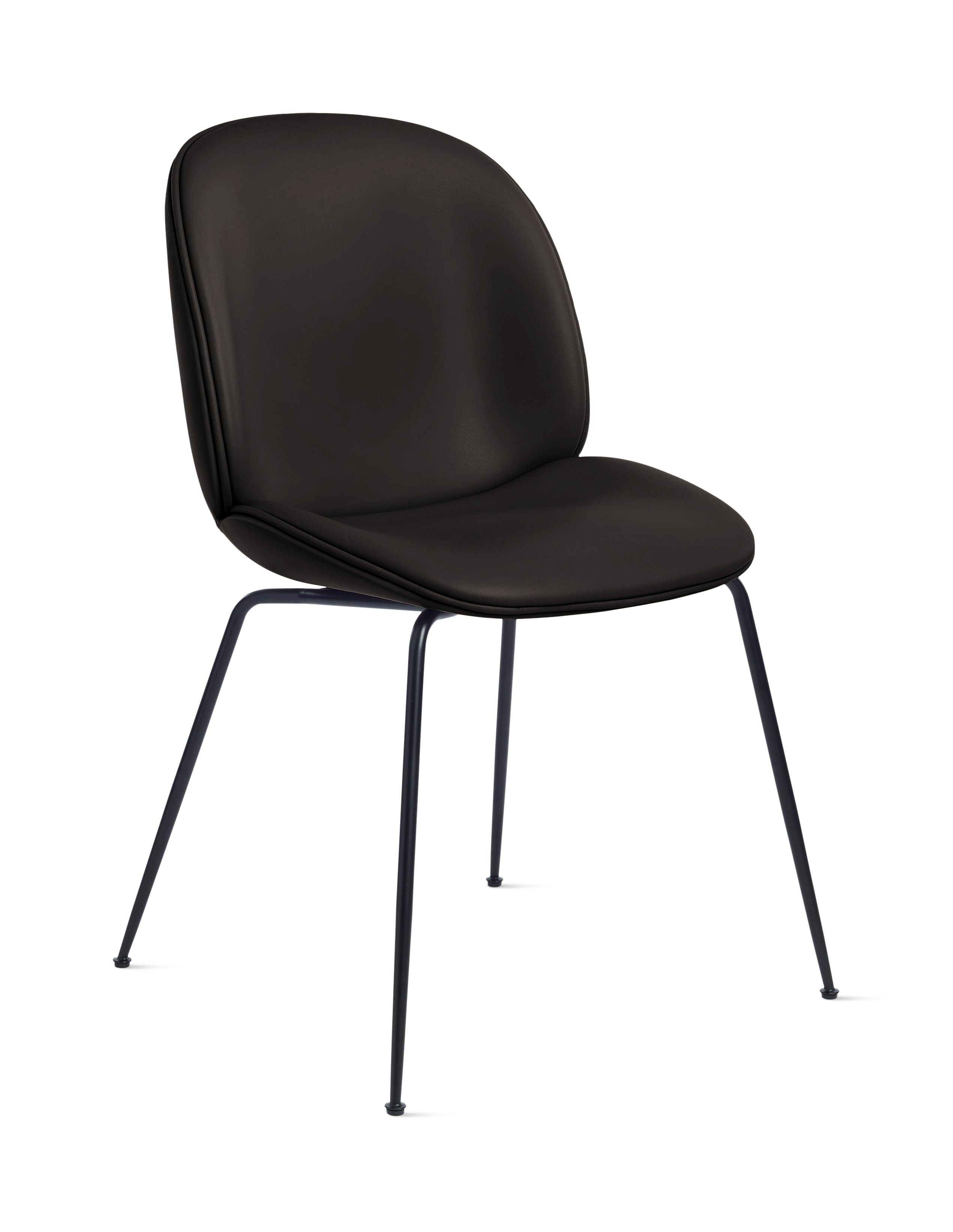 Beetle Side Chair - Side Chair,  Sierra Leather,  Dark Brown,  Black Metal