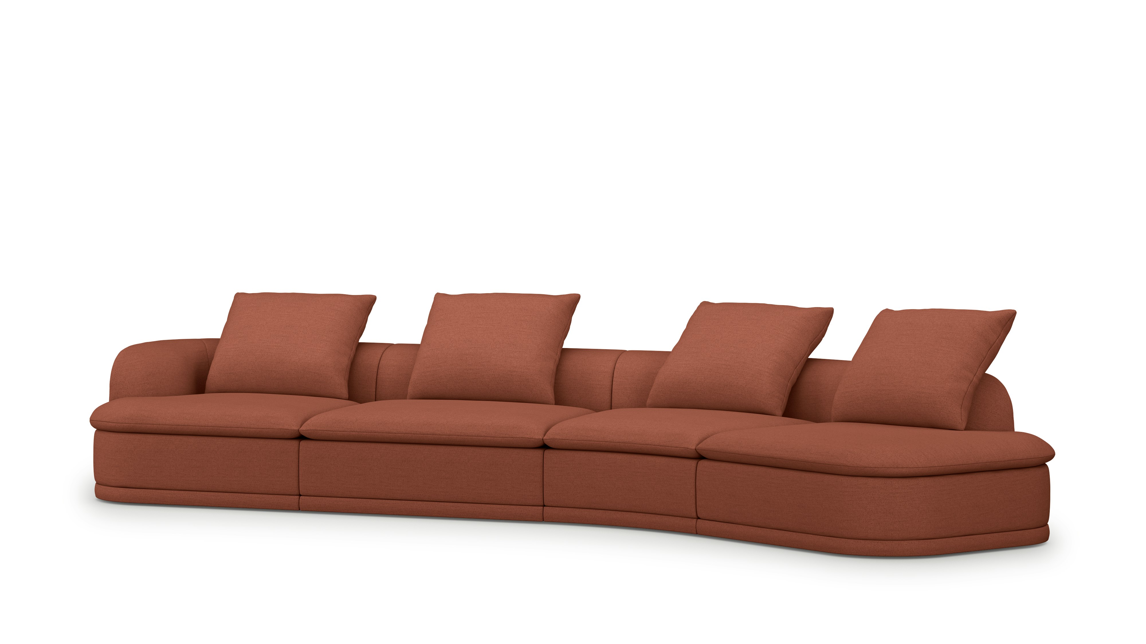 A left-facing 171 inch Atlason Composed Modular Sofa Open Sweep Sectional in Beck: Clayware viewed from an angle.
