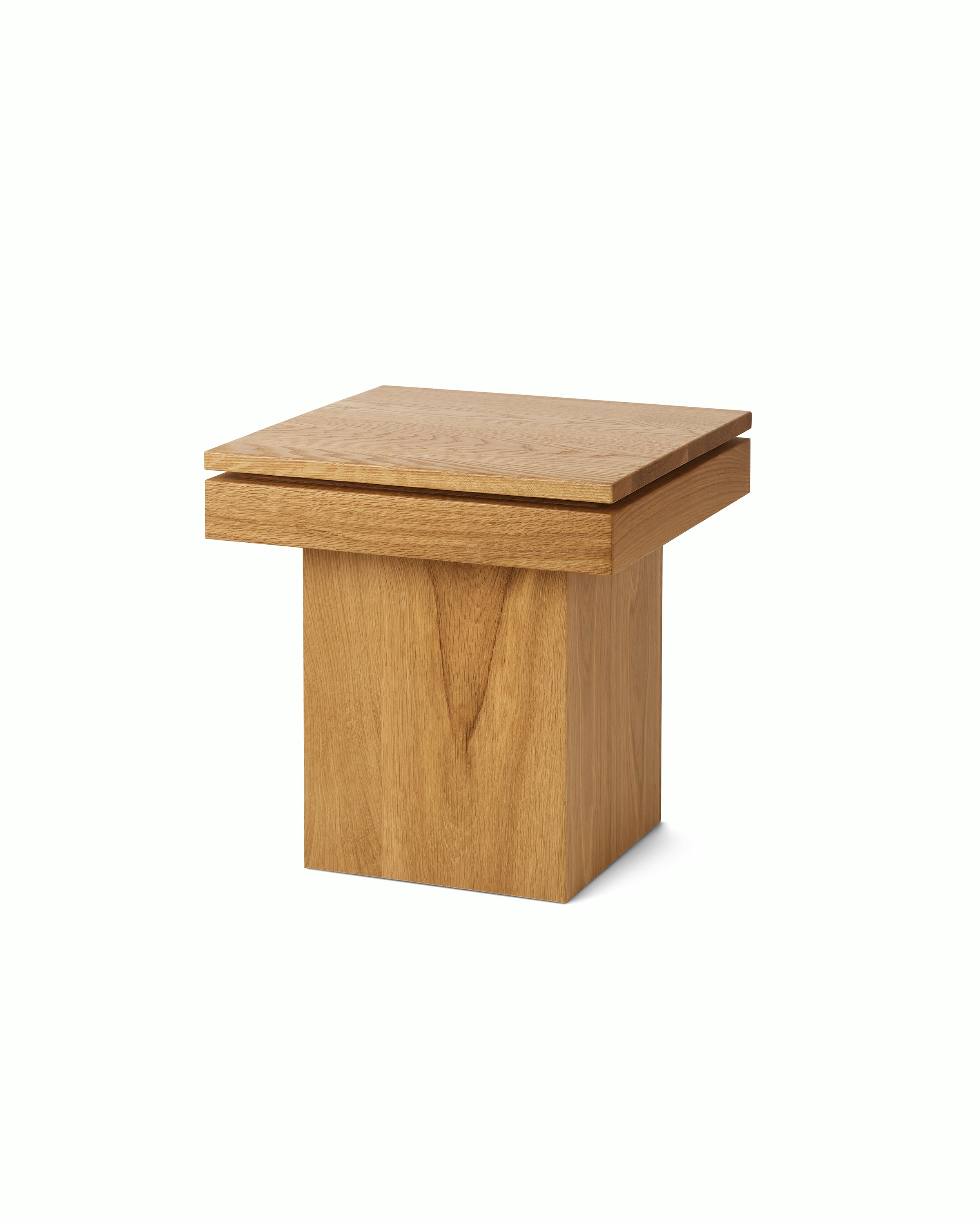 Pawson Drift Side Table with white oak base and top, viewed from an angle.