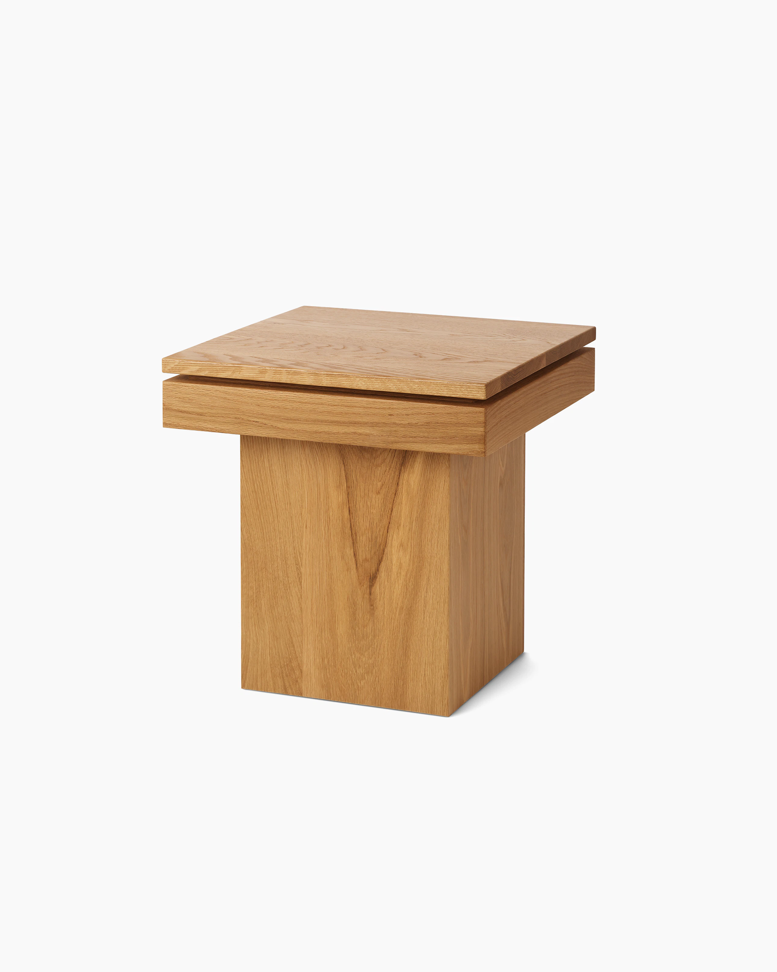 Pawson Drift Side Table with white oak base and top, viewed from an angle.