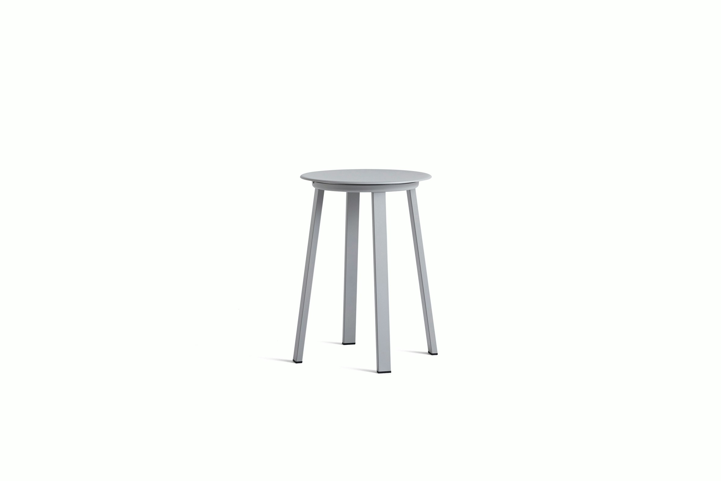 Grey Revolver Stool, viewed at an angle.
