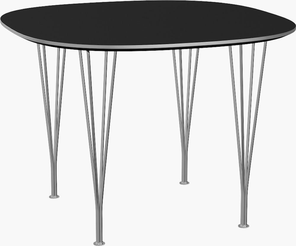 Supercircular Dining Table - Black Fenix Laminate, Chromed Steel
