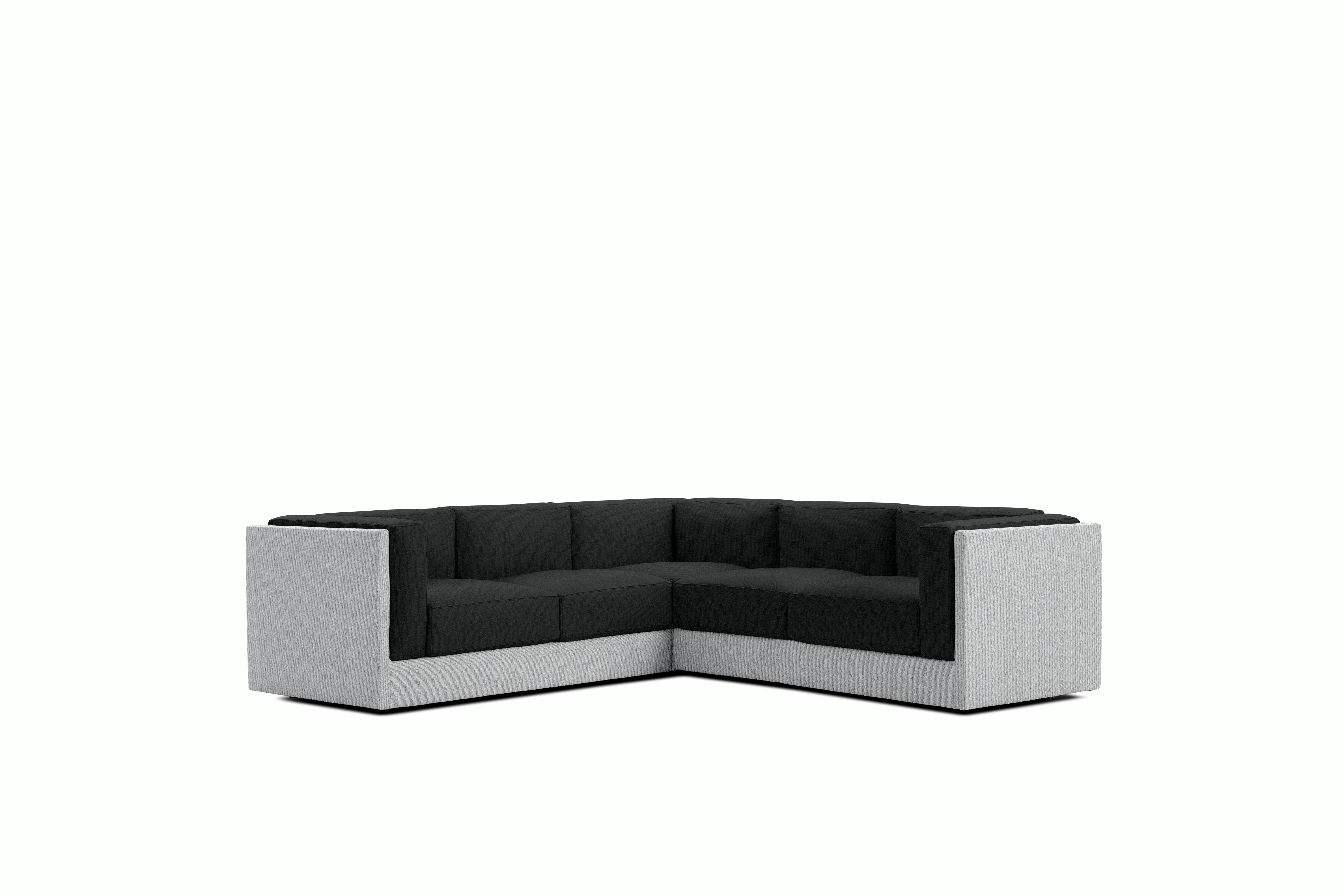Symme Corner Sectional - Fabric Frame,  Pebble Weave,  Fog,  Pebble Weave,  Cinder