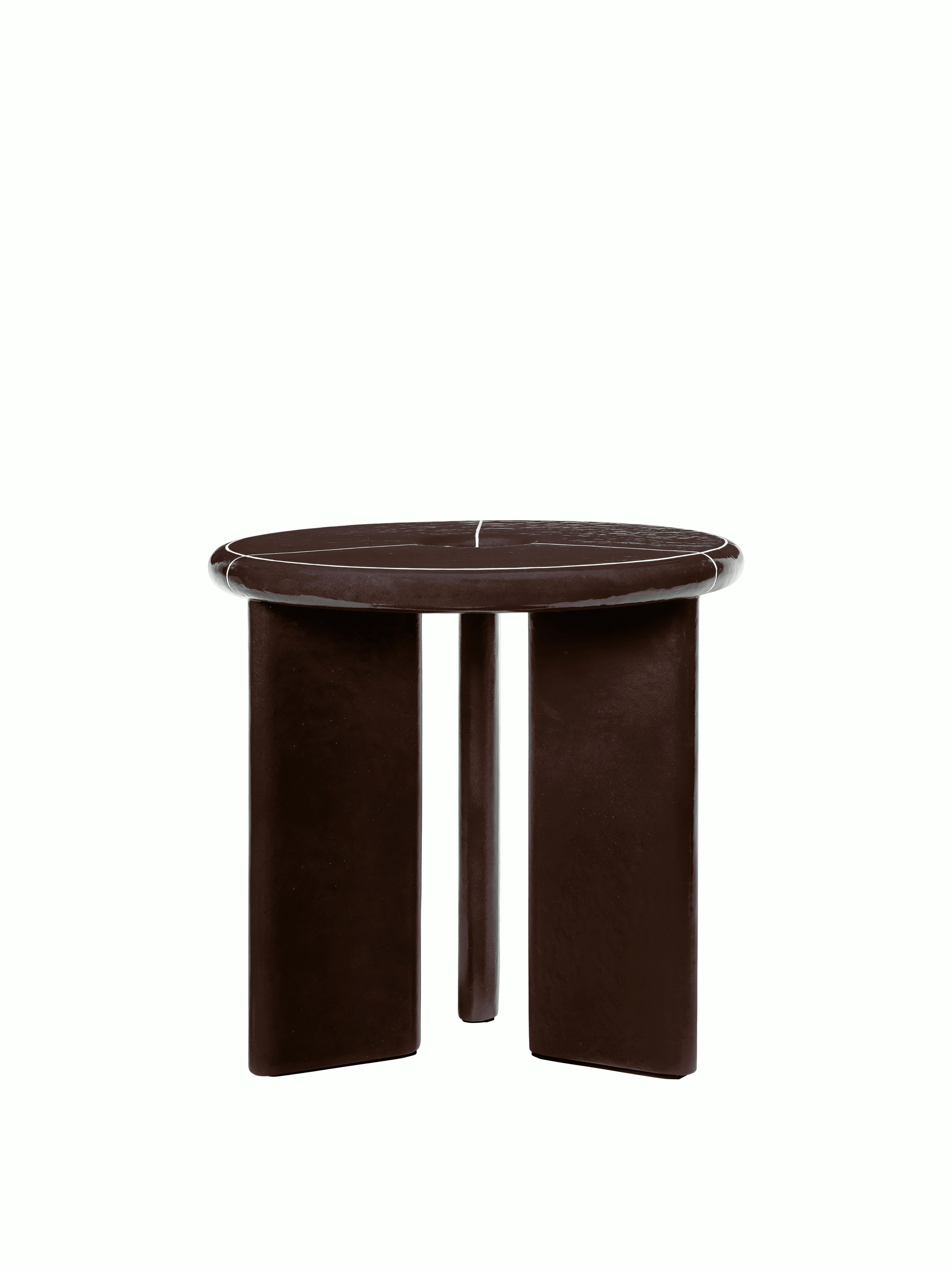 Deya Side Table in Chestnut Brown viewed from the front