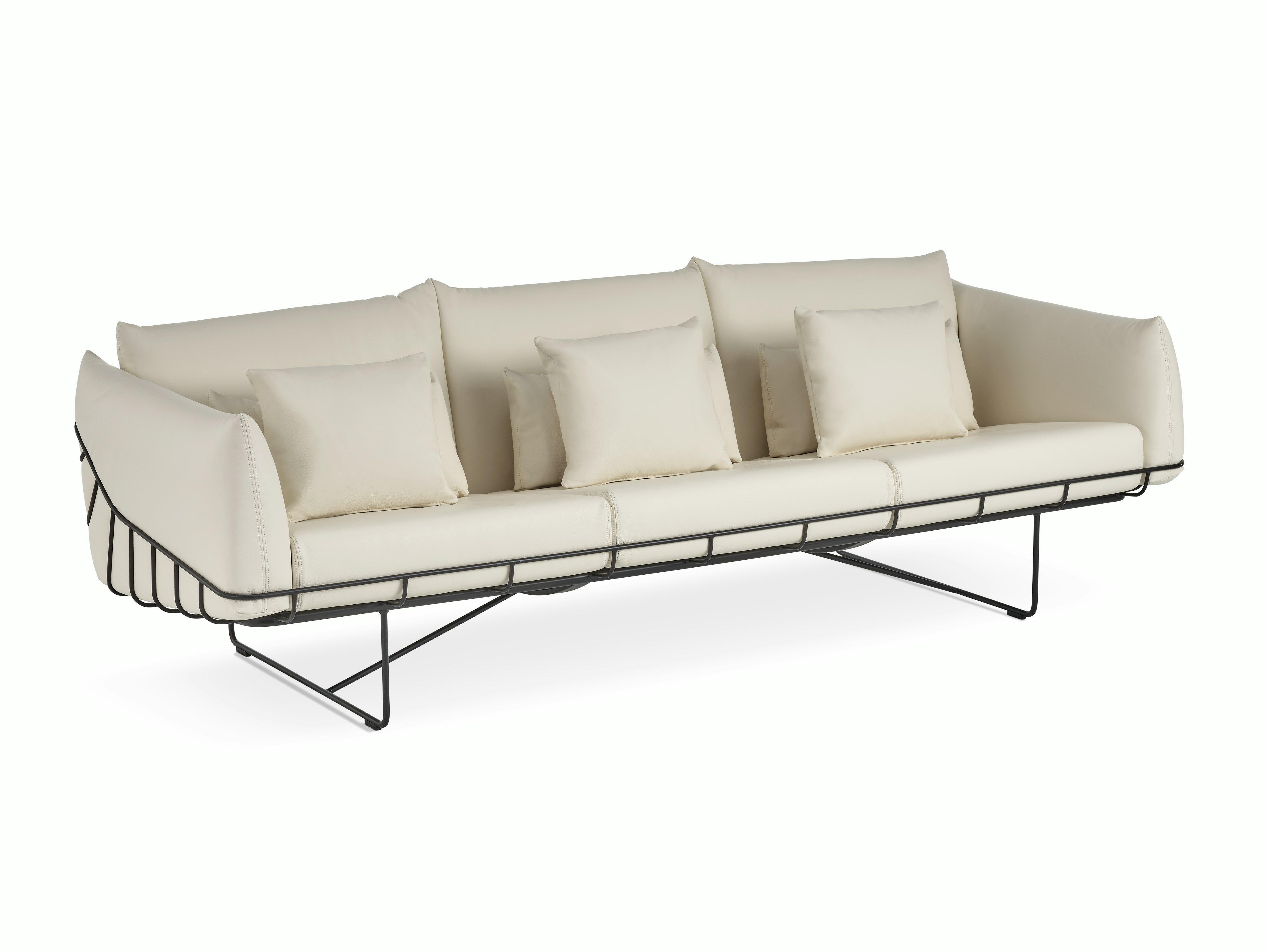 Wireframe Sofa -  3-Seat,  Prone Leather,  Lotus,  Black