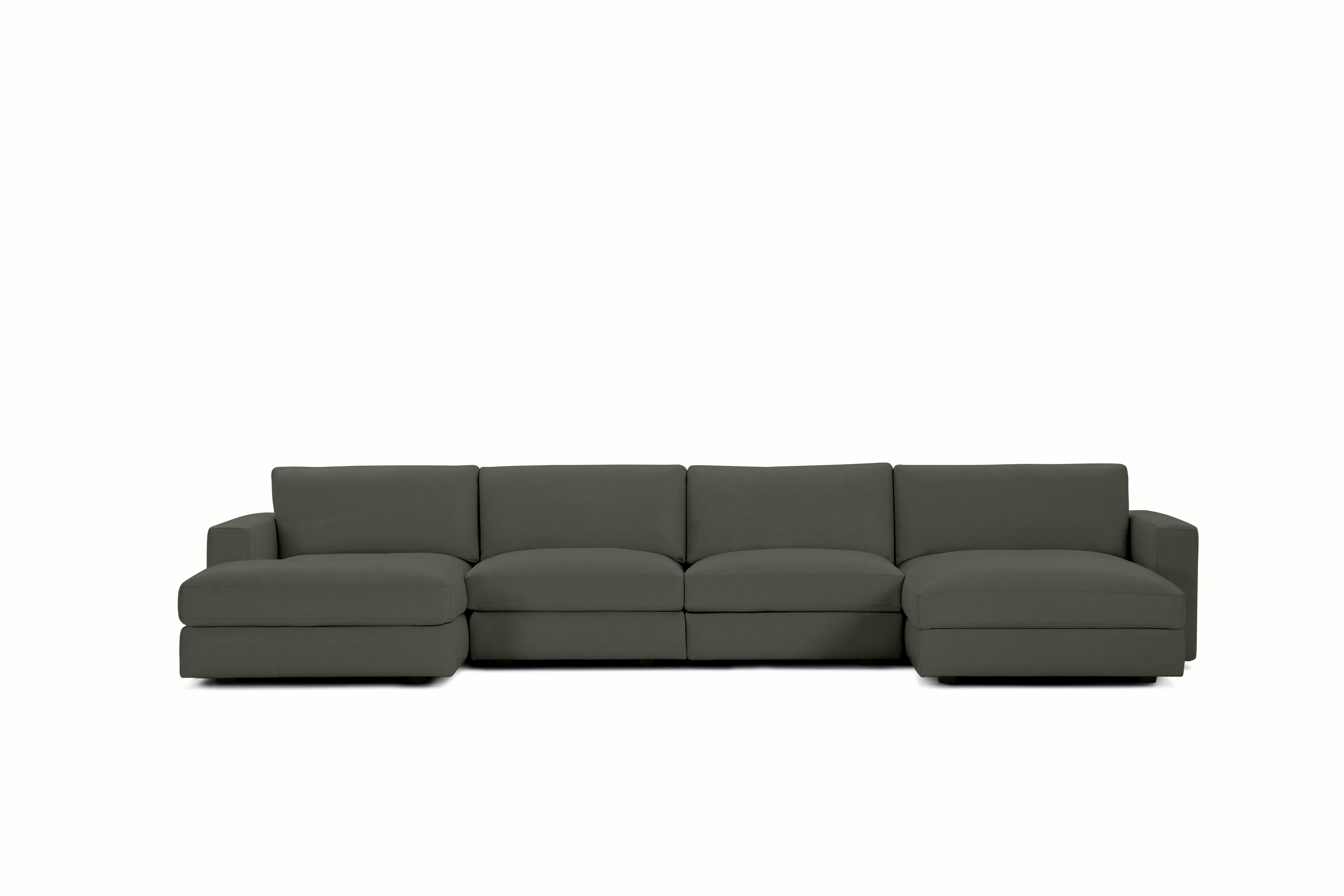 Reid Sectional - Double Chaise Sectional,  Standard,  Crypton Sintra Velvet,  Slate,  1" Block"