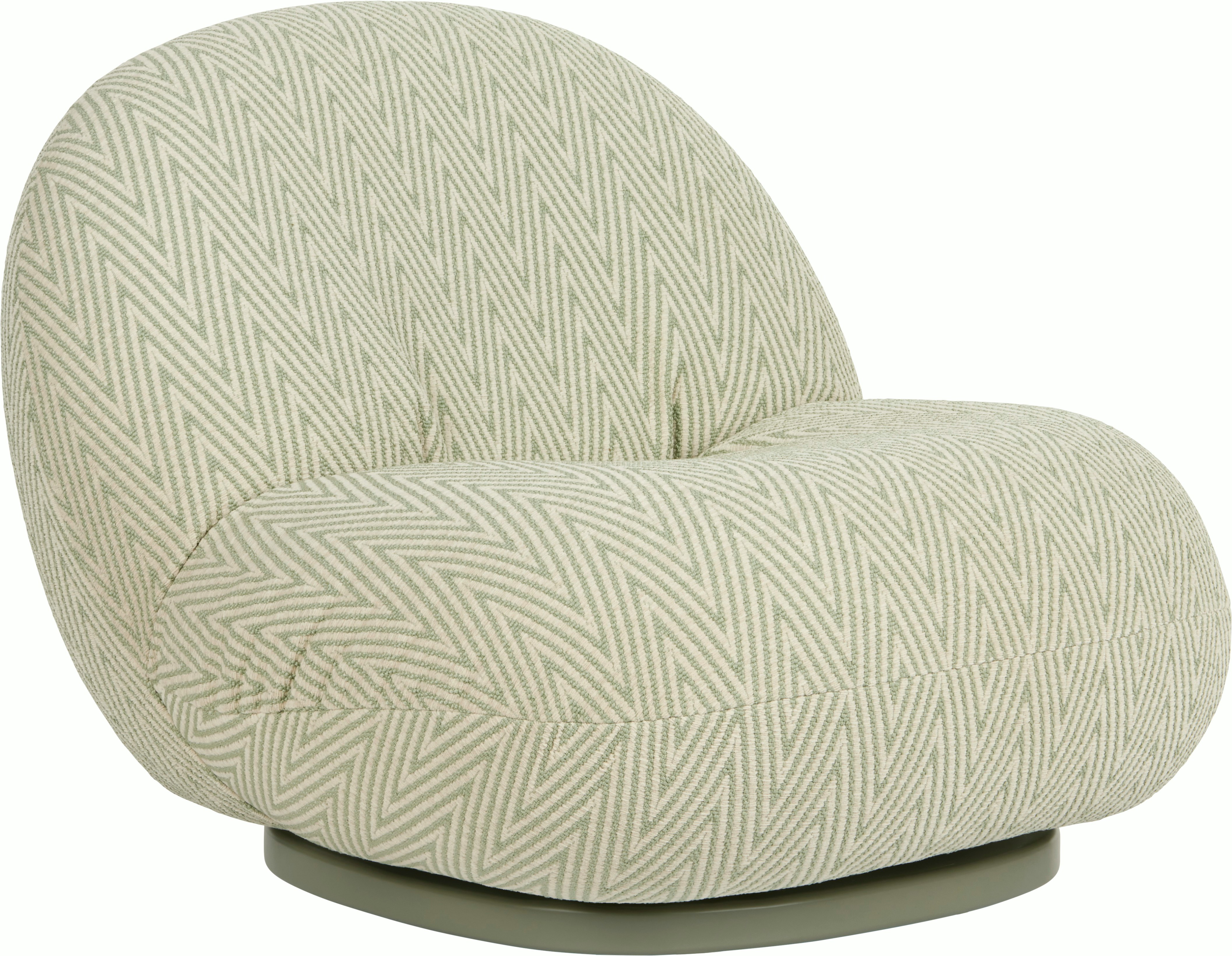 A Pacha Outdoor Lounge Chair in green chevron shown at an angle
