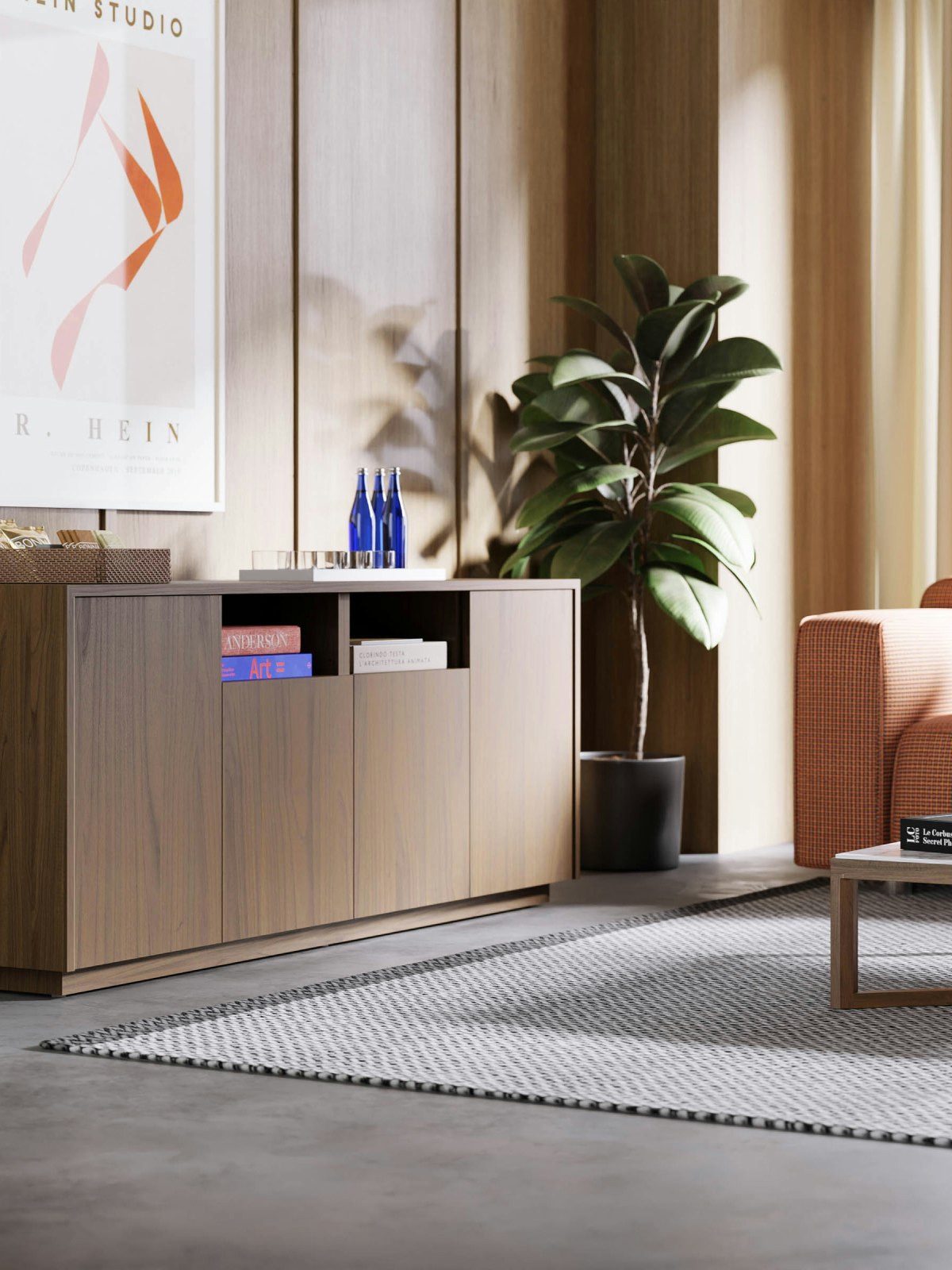 JD Credenza in a reception space or collaborative office setting; angled view.