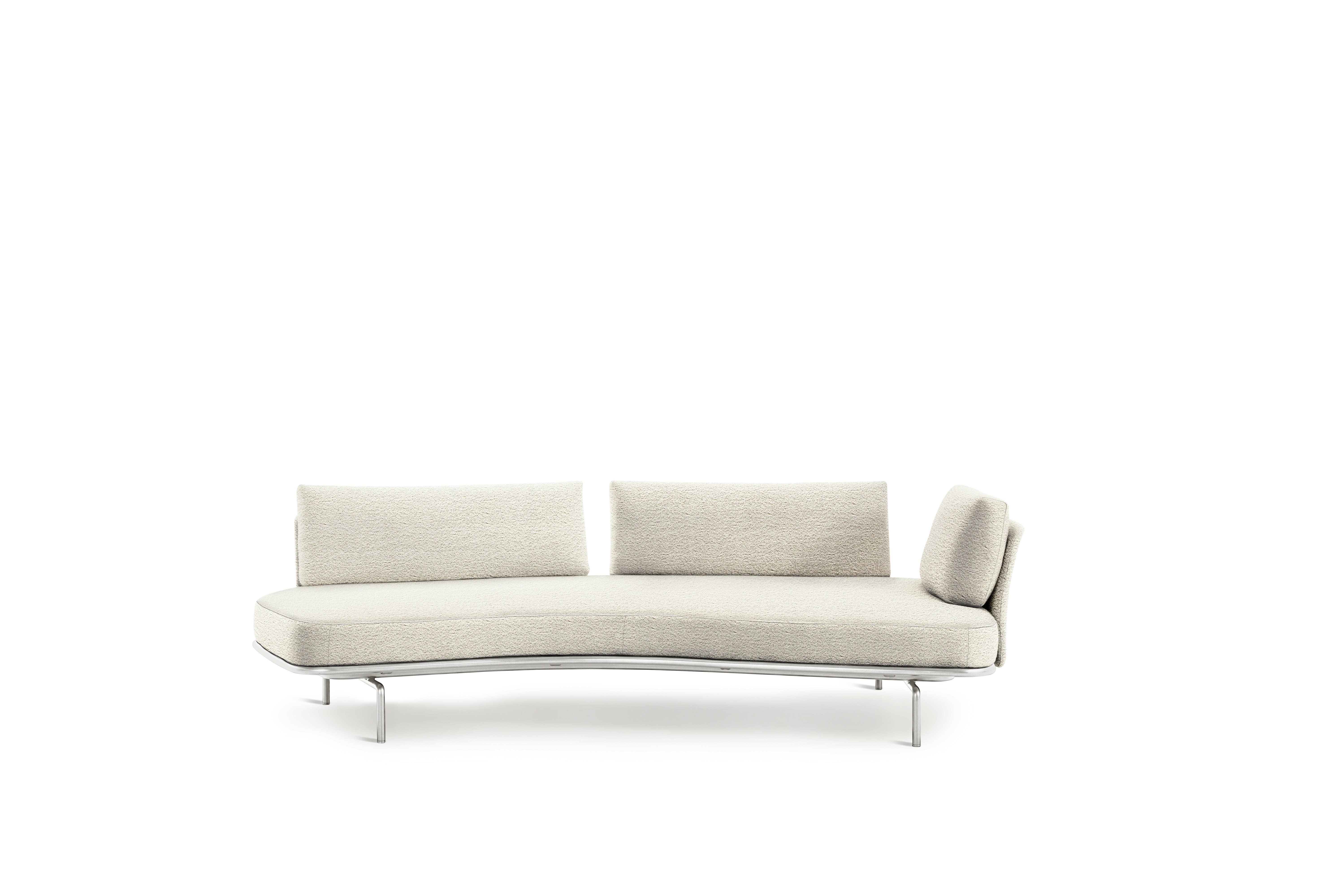 Panoramic Sofa - Left,  Small / Double Large,  Curly,  White,  Chrome