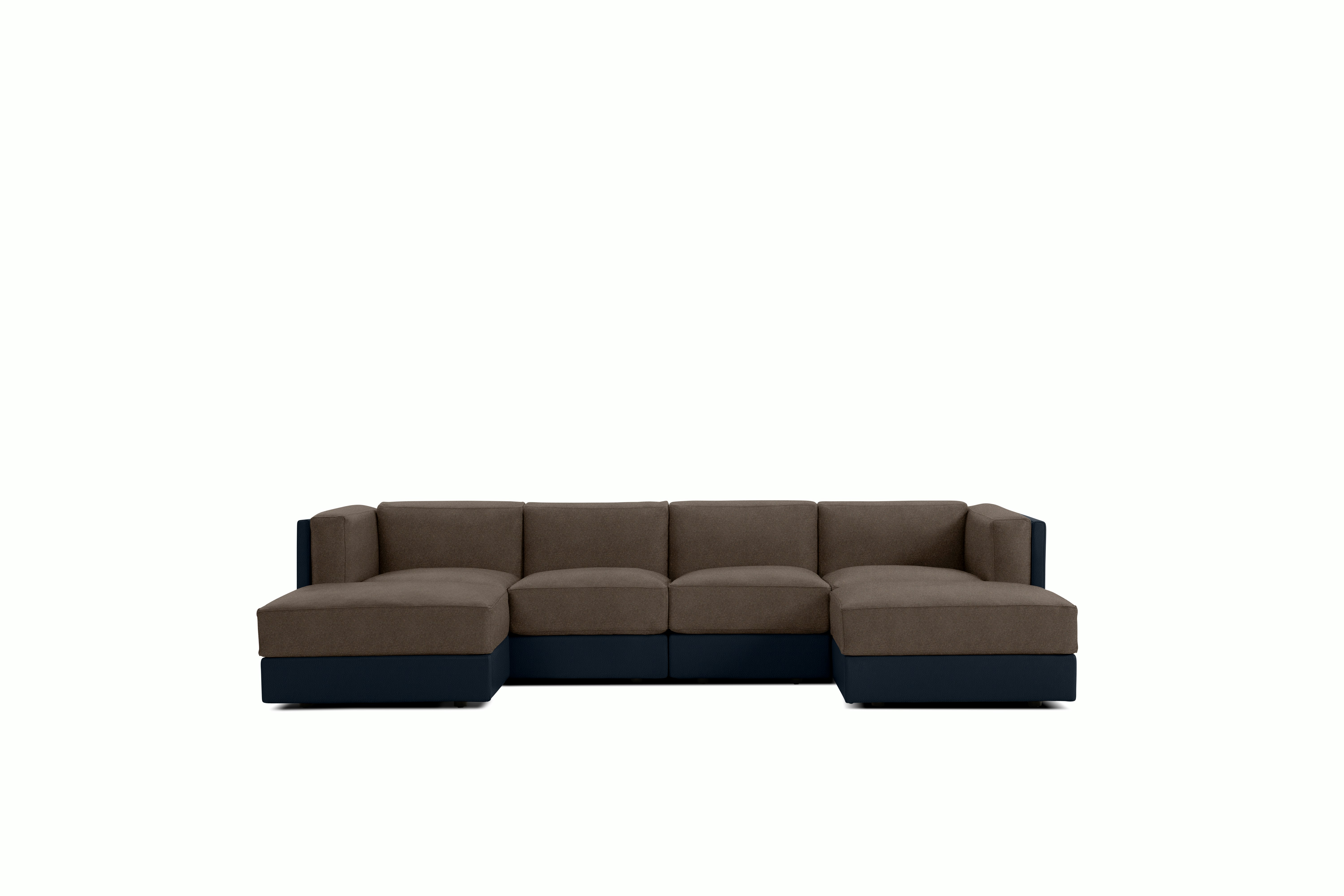 Symme Double Chaise Sectional - Leather Frame,  Prone Leather,  Sail,  Pecora,  Chocolate