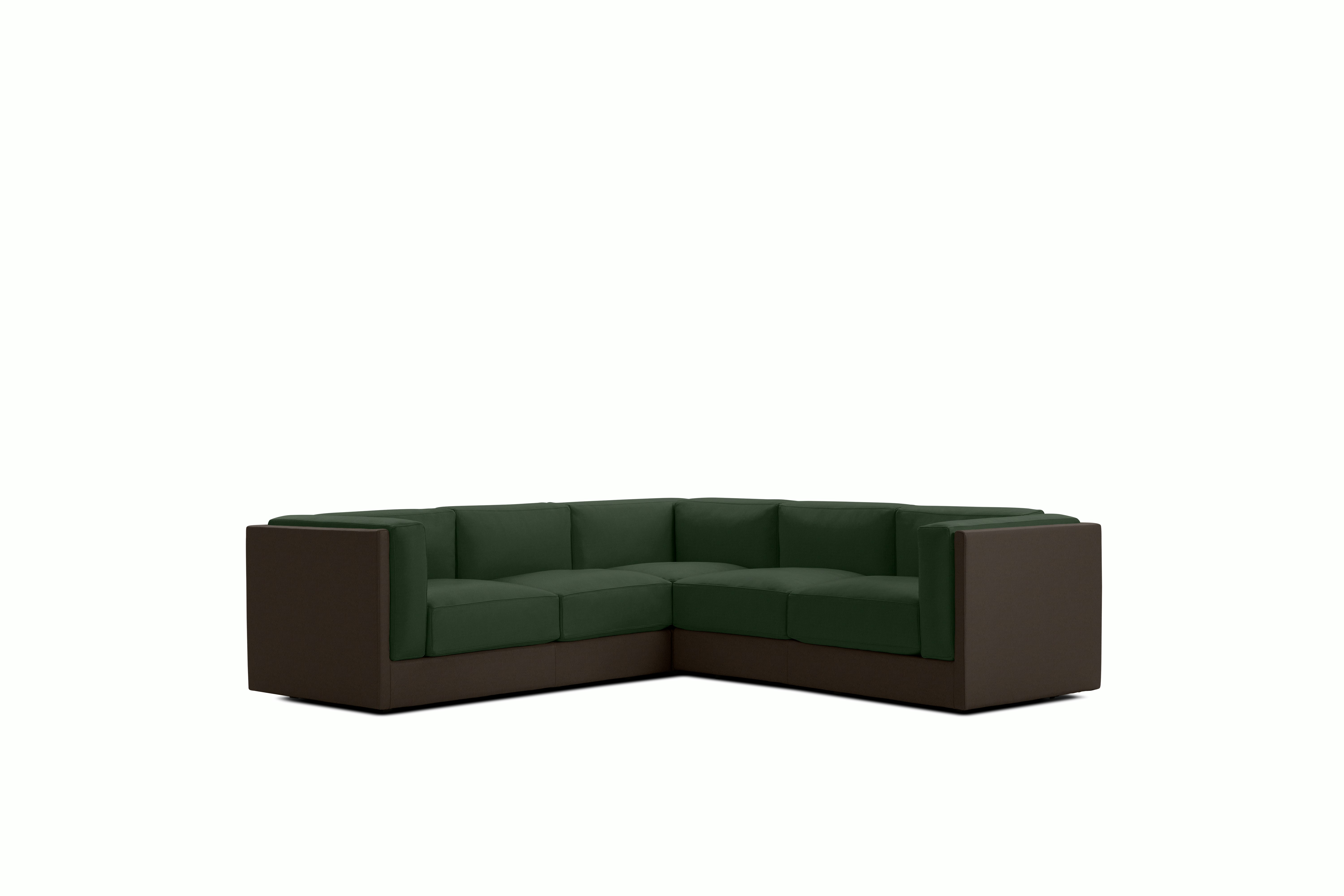 Symme Corner Sectional - Leather Frame,  Prone Leather,  Java,  Prone Leather,  Vine