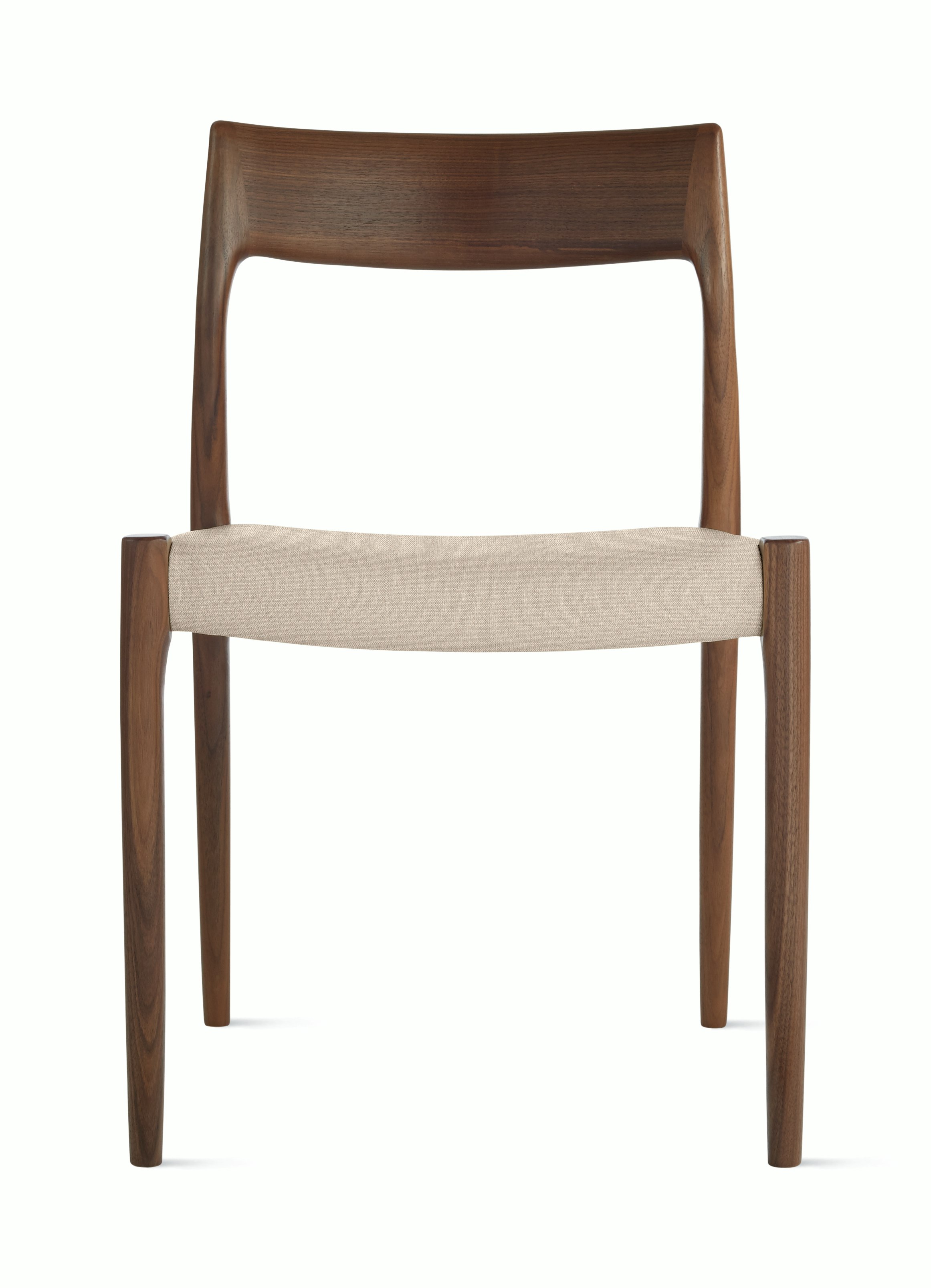 M&oslash;ller Model 77 Side Chair in Walnut,  Album Linen,  Gentle
