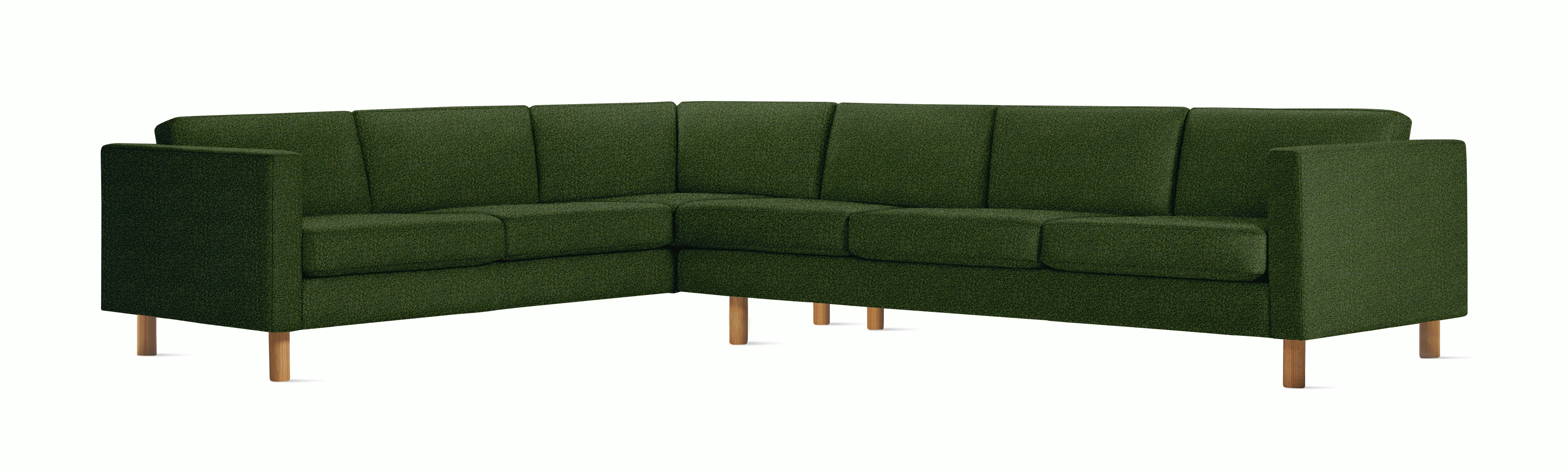 Lispenard Sectional in green fir color with 6" legs.