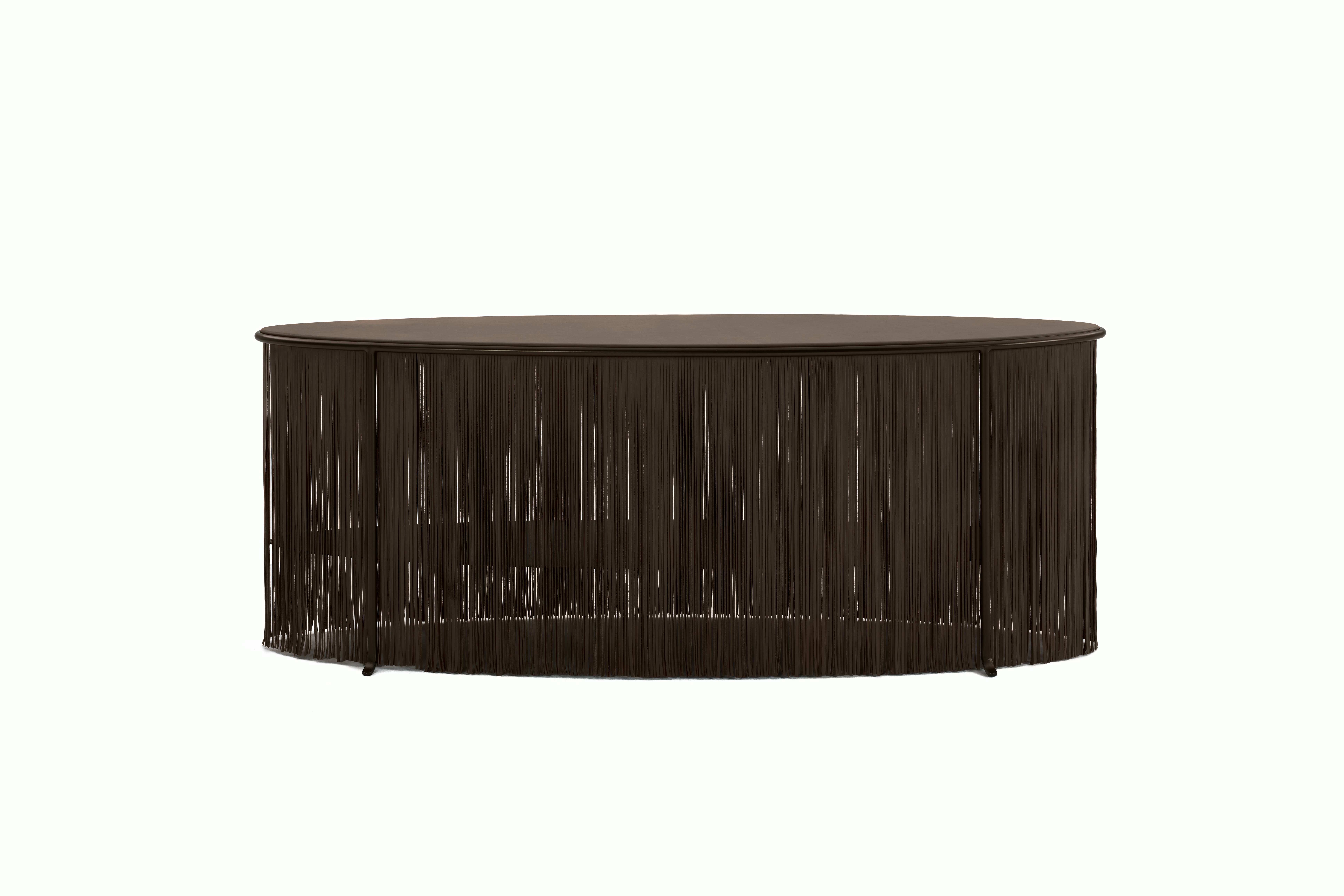 A Dozie Console Table in Bronze Metallic viewed from the front.